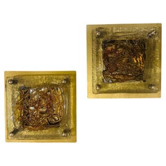 Zwei italienische Wandleuchten aus Murano-Glas von Angelo Brotto aus der Jahrhundertmitte der 1960er Jahre