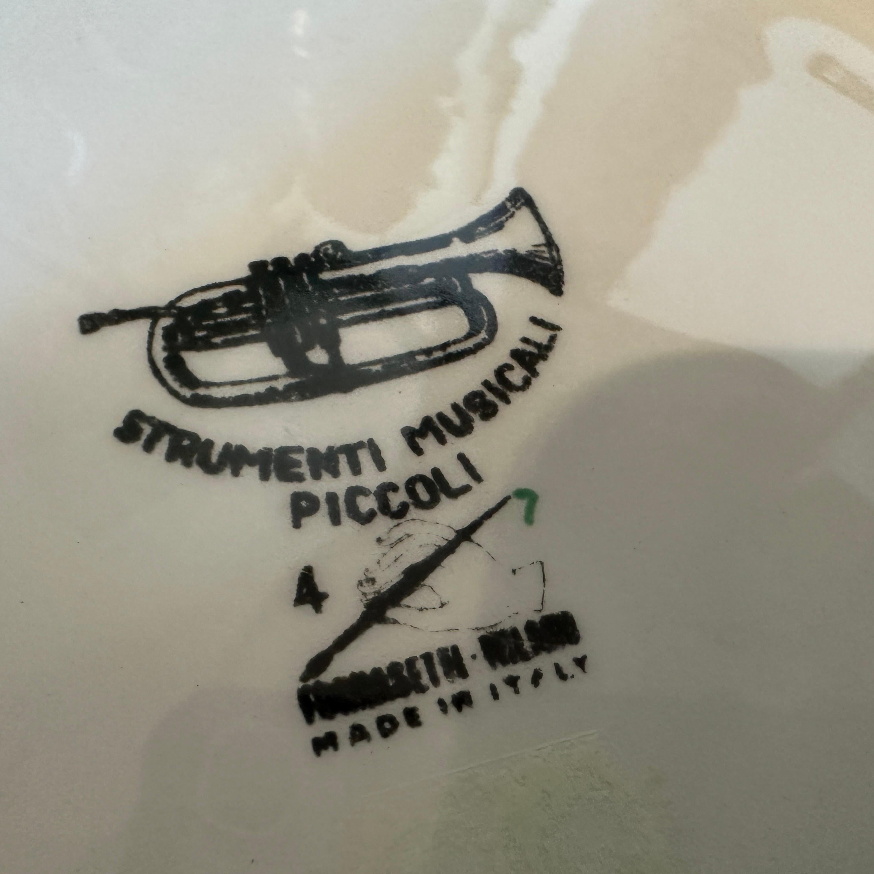 Two 1960s Mid-Century Modern Musical Instruments Plates by Piero Fornasetti For Sale 4