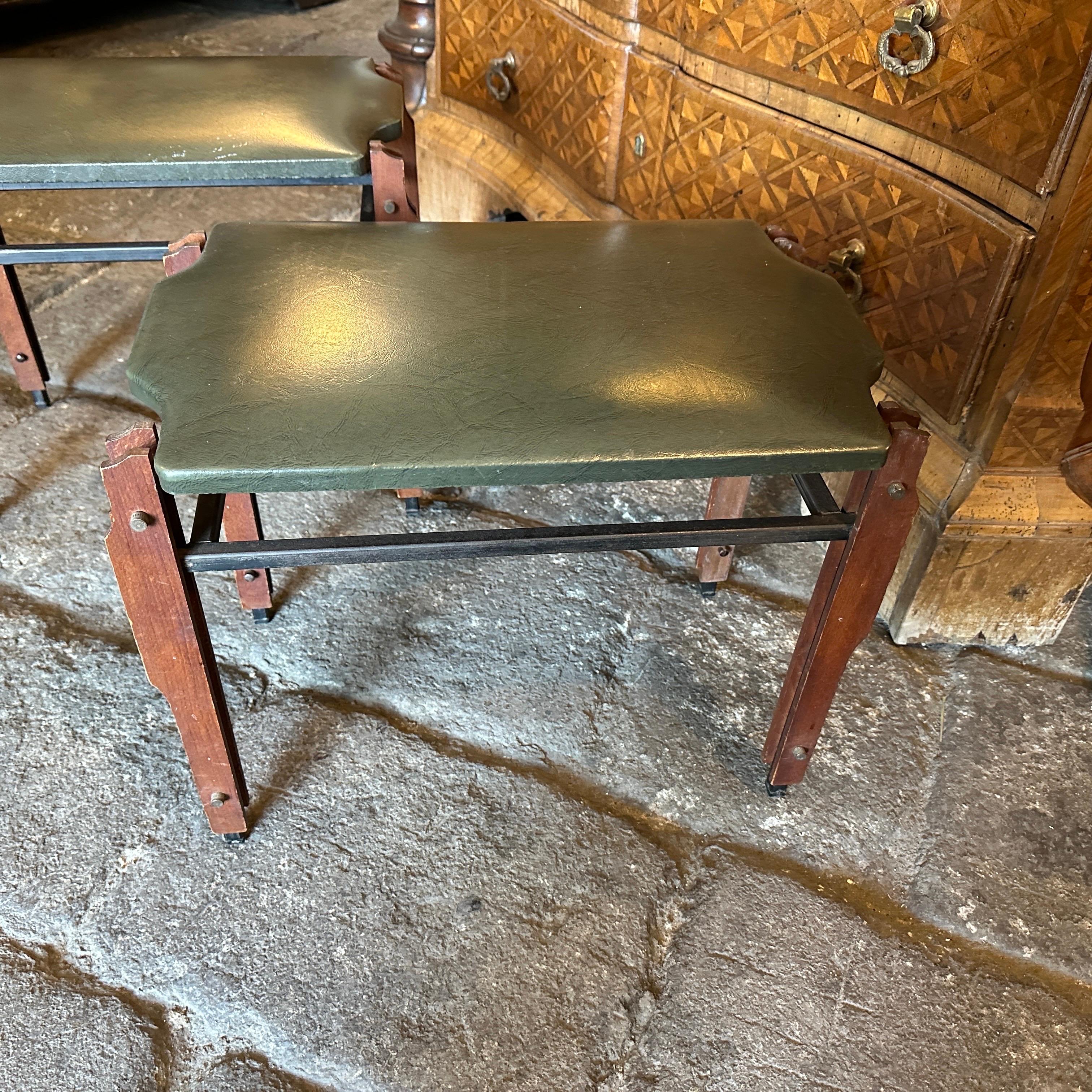Two 1960s Mid-Century Modern Wood Italian Low Stools in the manner of Ico Parisi For Sale 5