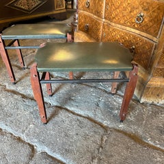 Two 1960s Mid-Century Modern Wood Italian Low Stools in the manner of Ico Parisi