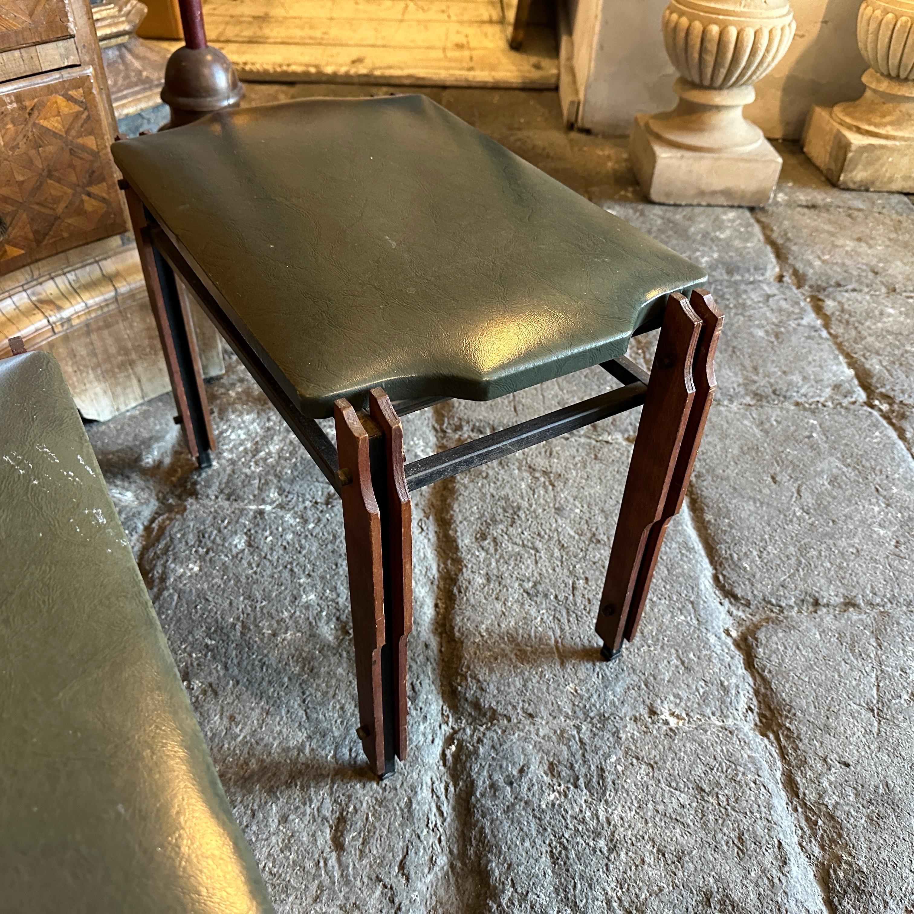 Two 1960s Mid-Century Modern Wood Italian Low Stools in the manner of Ico Parisi In Good Condition For Sale In Aci Castello, IT