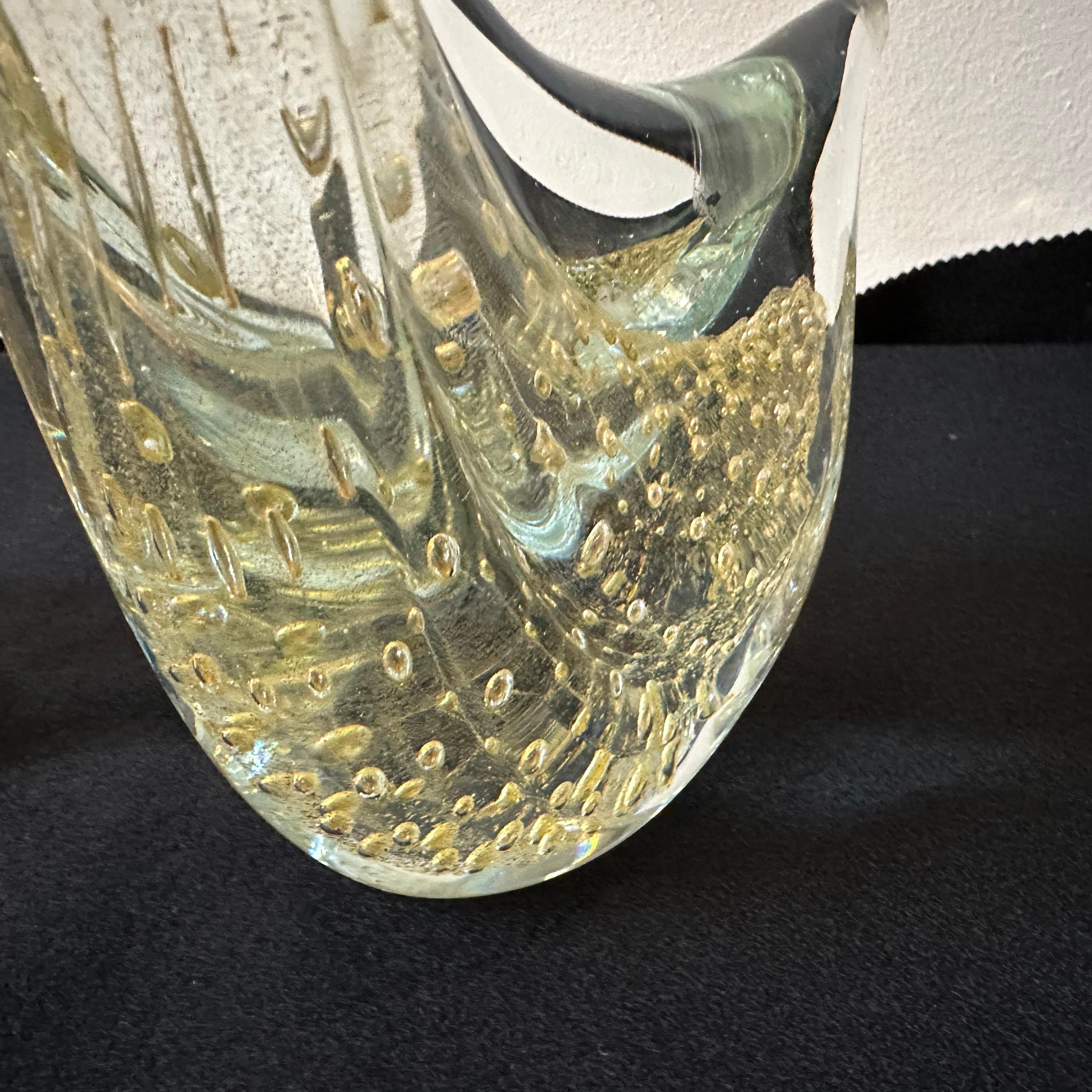 Two 1960s Modernist Clear and Gold Murano Glass Sculptures of Swan For Sale 6