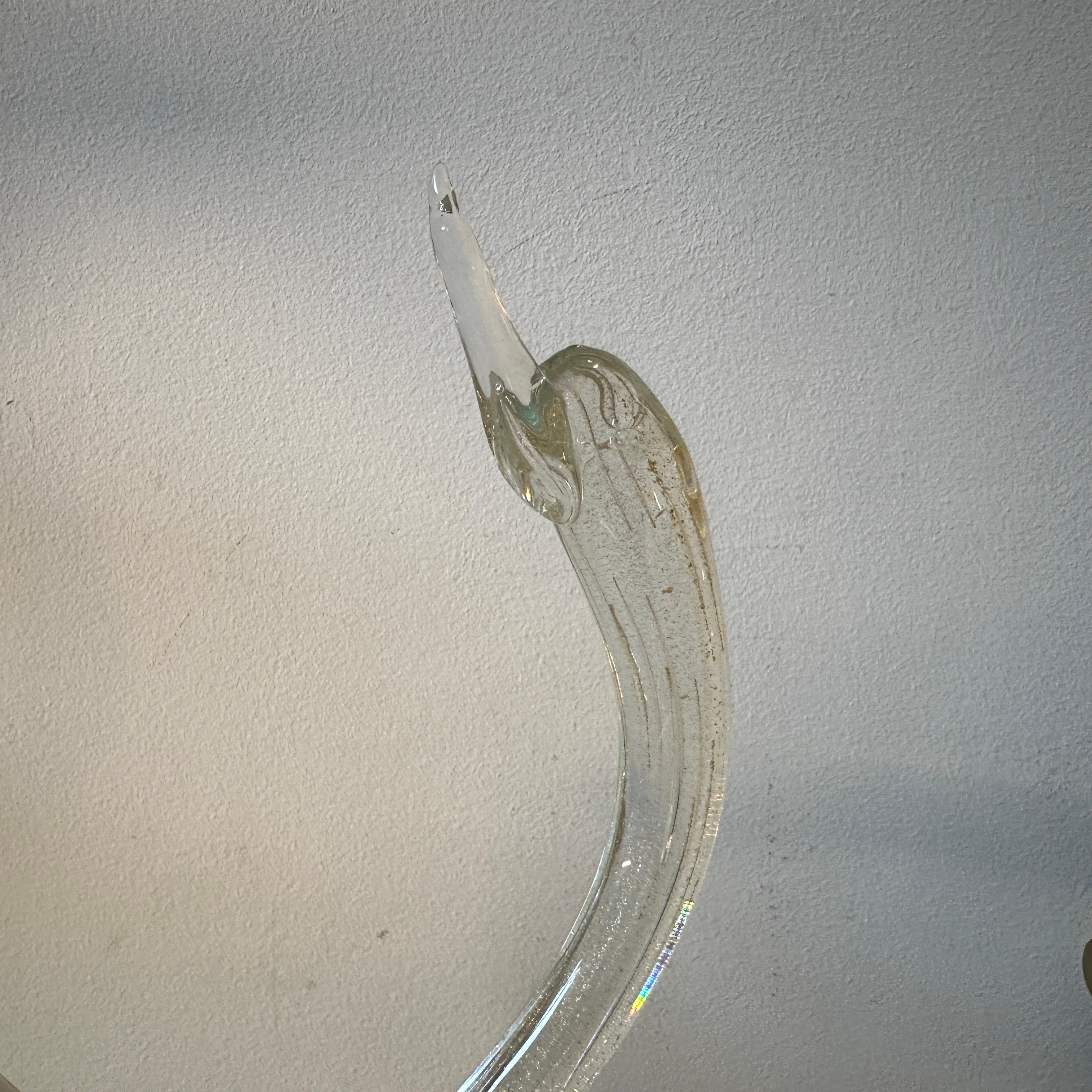 Two 1960s Modernist Clear and Gold Murano Glass Sculptures of Swan In Good Condition For Sale In Aci Castello, IT