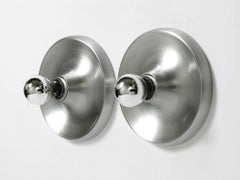 Two 1960s round Space Age Pop Art aluminum ceiling or wall lamps