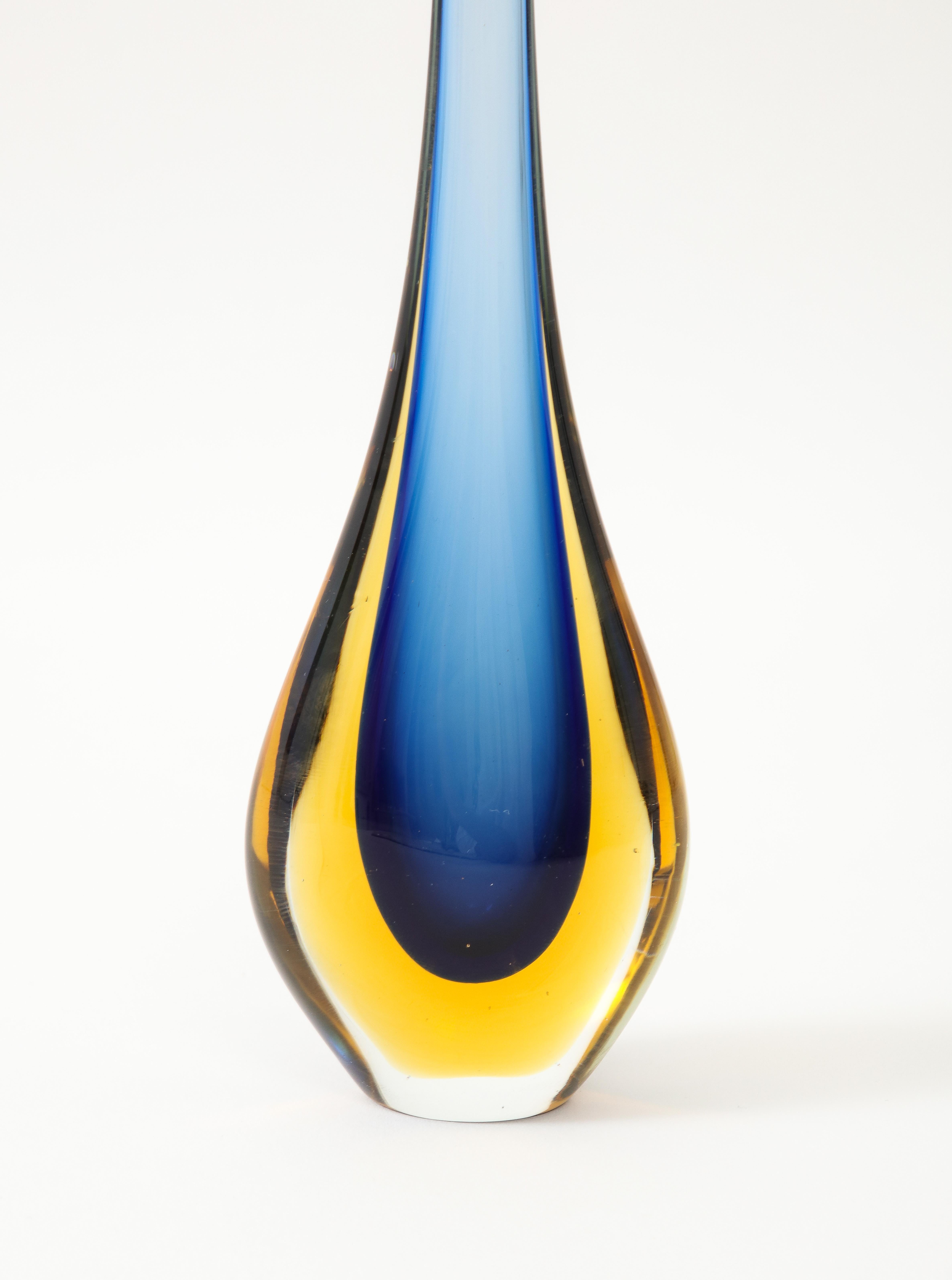 Two 1960's  Sommerso Murano Glass  Tear Drop Vases by Flavio Poli. In Good Condition In New York, NY