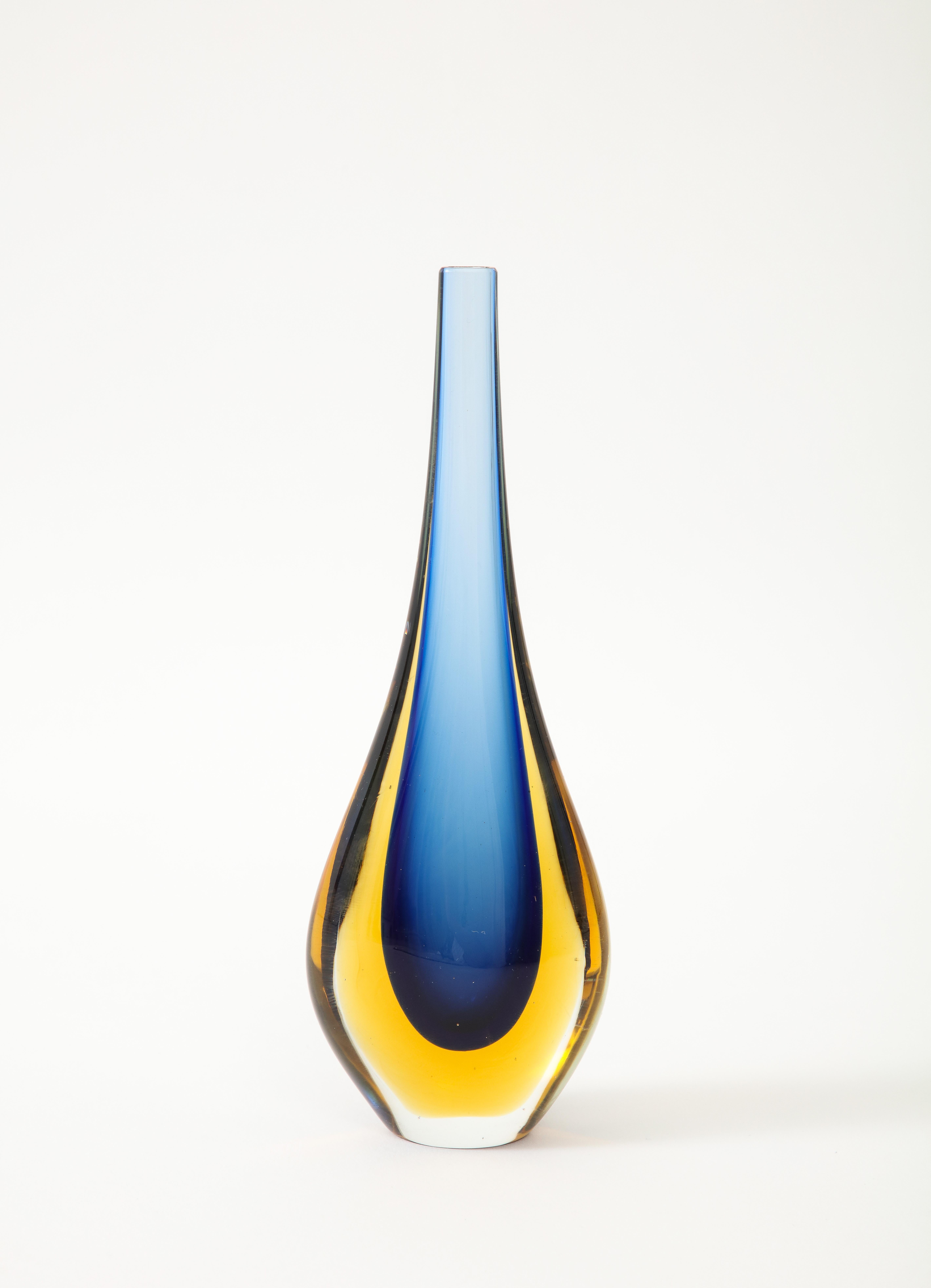 Two 1960's  Sommerso Murano Glass  Tear Drop Vases by Flavio Poli. 2