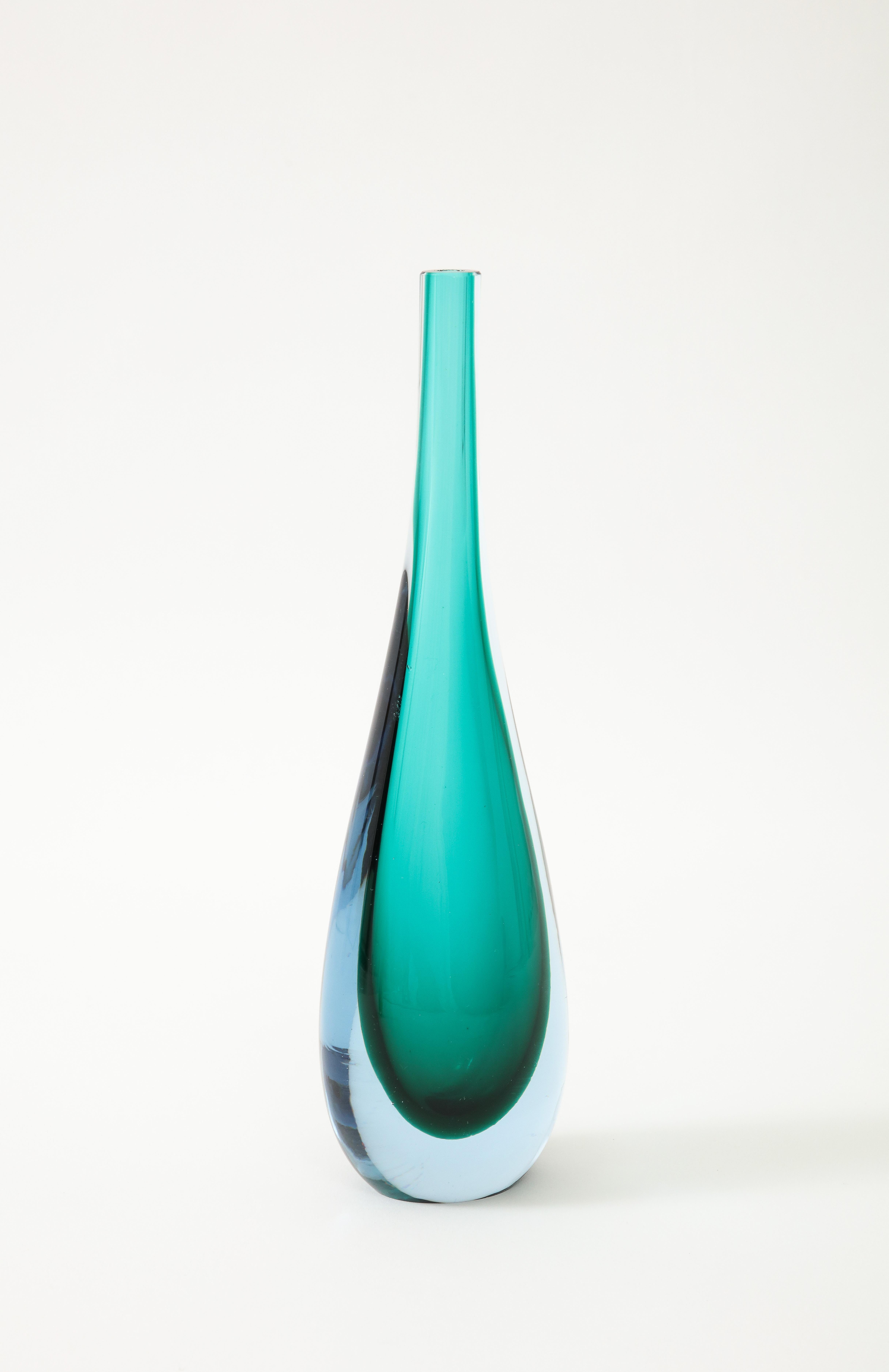 Two 1960's  Sommerso Murano Glass  Tear Drop Vases by Flavio Poli. 3