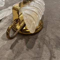 Two 1970s Barovier Style Mid-Century Modern Brass and Murano Glass Wall Sconces