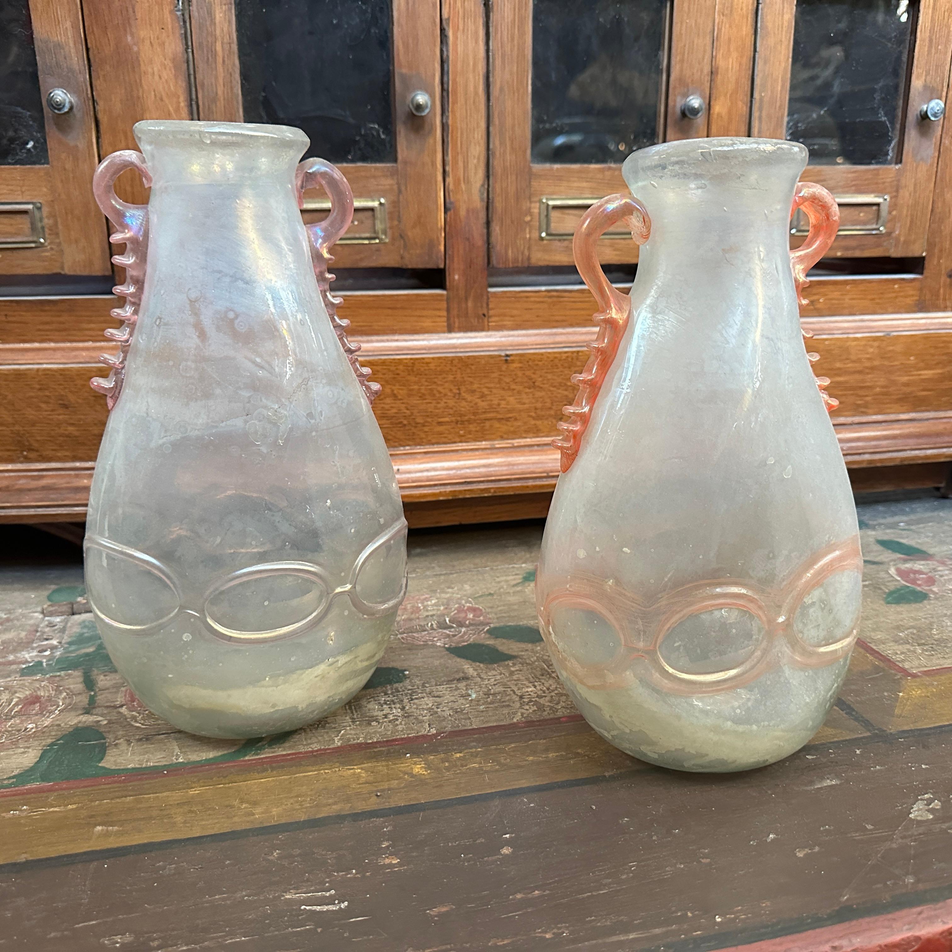 Two 1970s Cenedese Attributed Mid-Century Modern Scavo Murano Glass Vases For Sale 7