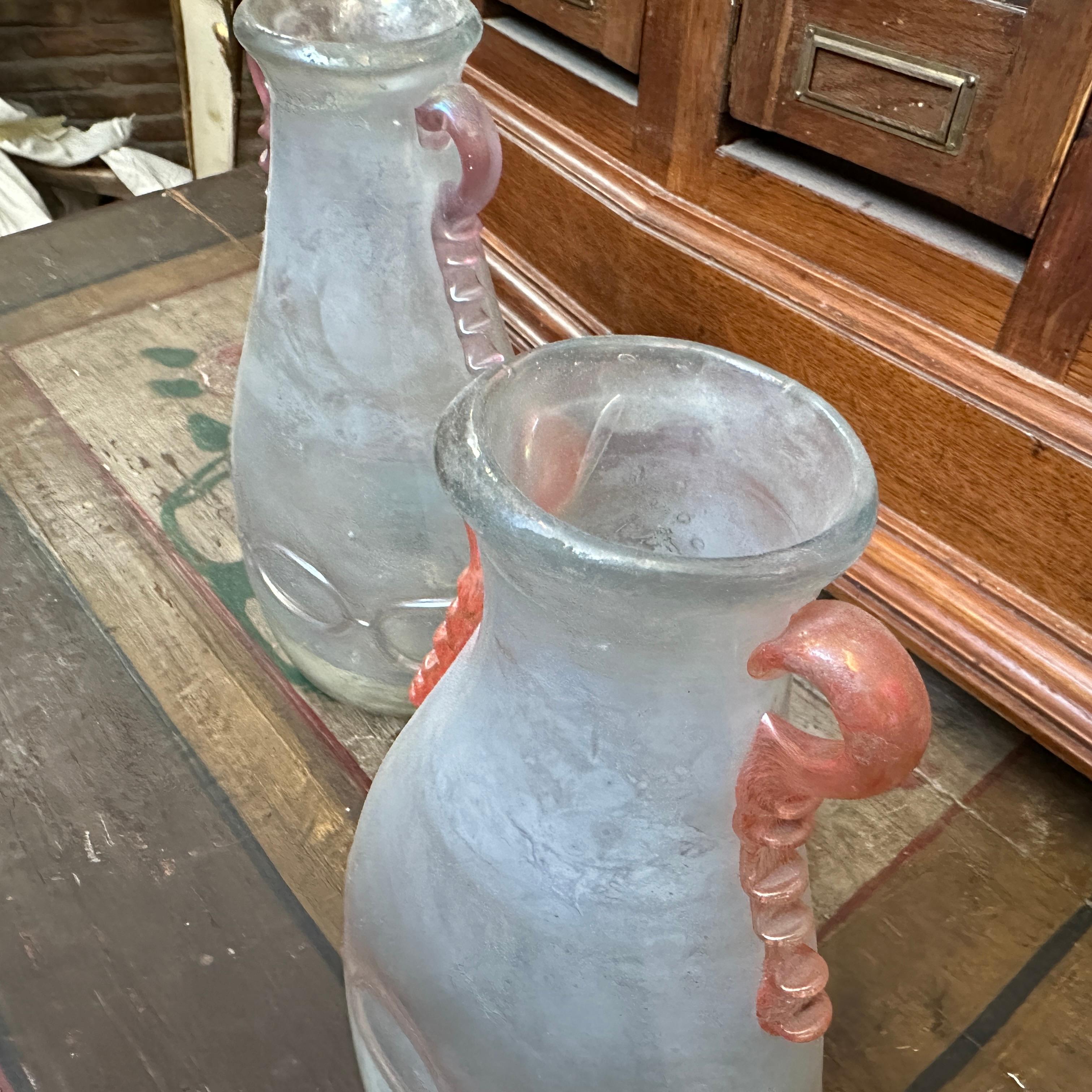 Two 1970s Cenedese Attributed Mid-Century Modern Scavo Murano Glass Vases For Sale 1