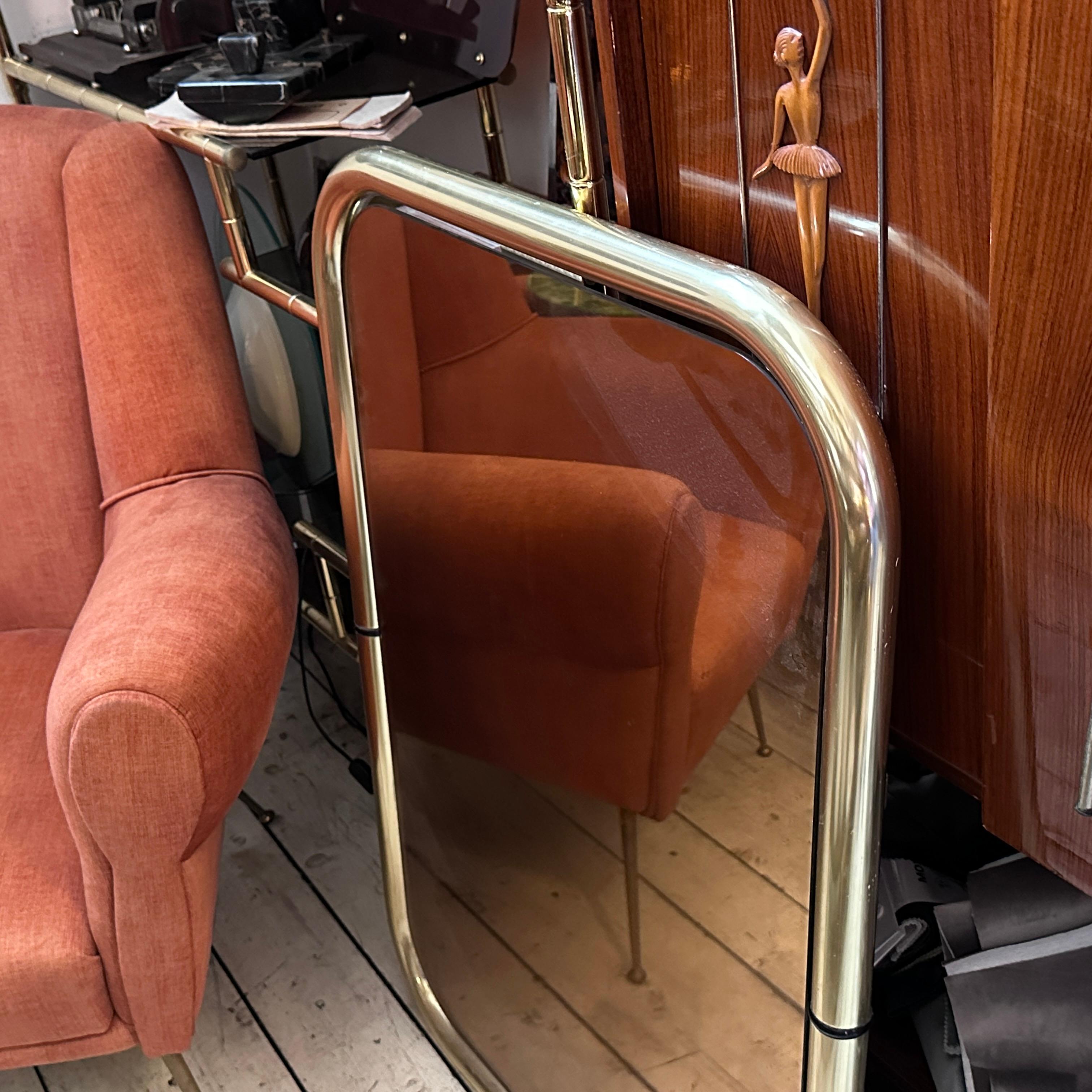 Two 1970s Cristal Arte Space Age Brass and Pink Glass Italian Wall Mirrors For Sale 8