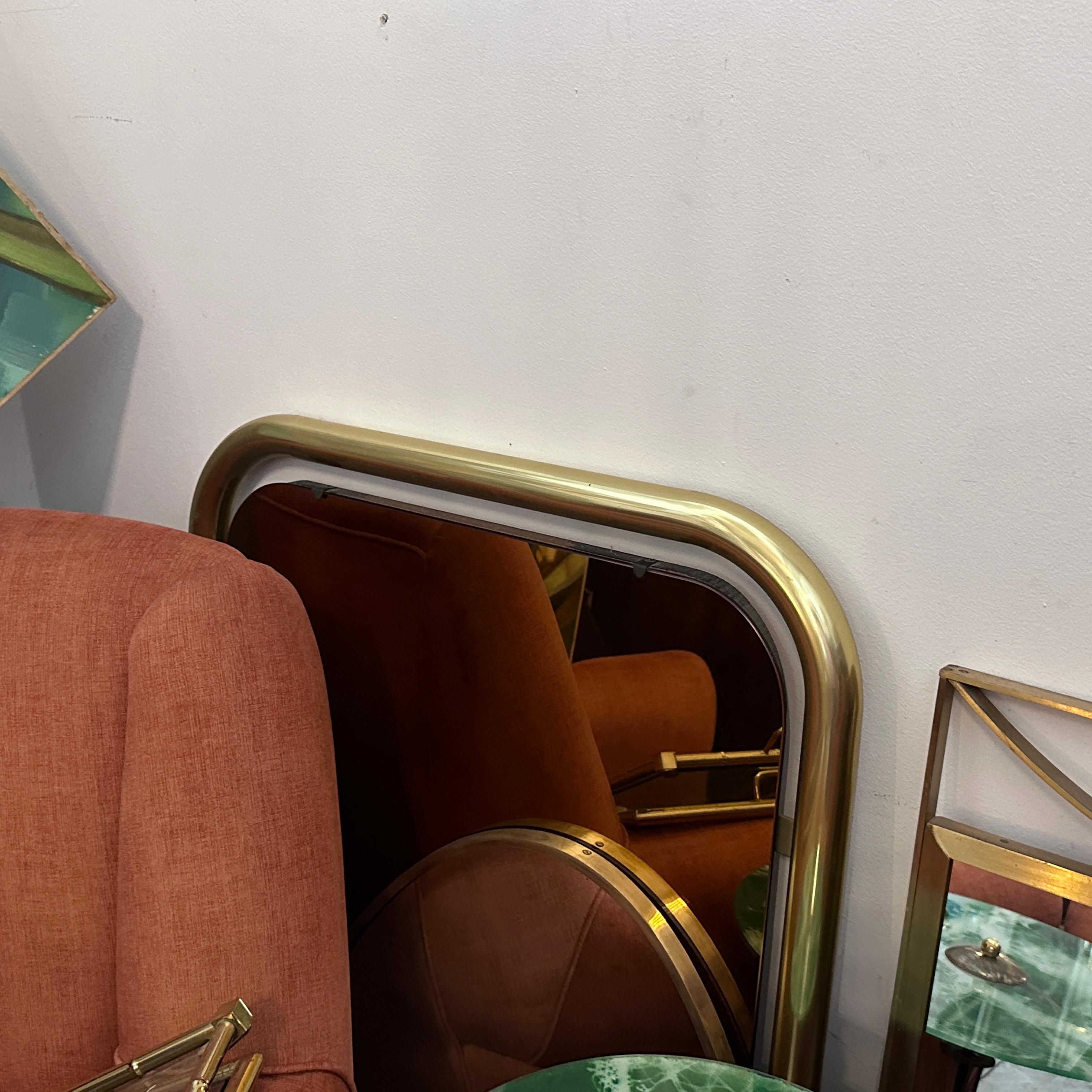 Two 1970s Cristal Arte Space Age Brass and Pink Glass Italian Wall Mirrors For Sale 12