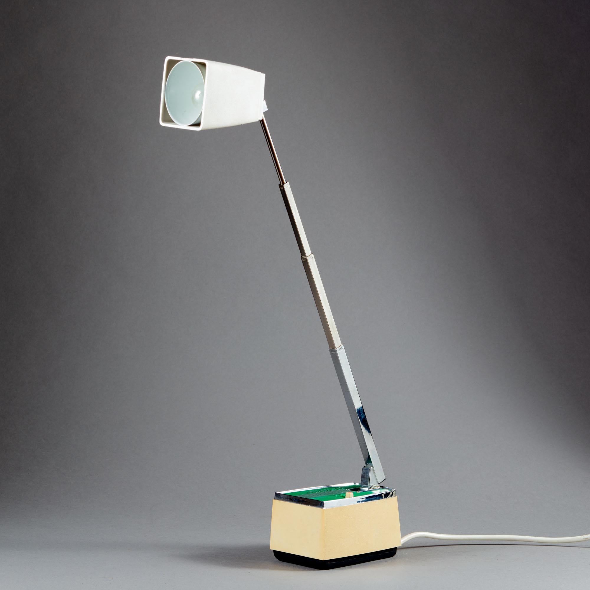 English Two 1970s Microlite Collapsible and Folding Desk Lamps with Polished Steel Stems