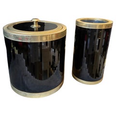 Two 1970s Mid-Century Modern  Black and Gold Italian Wine Cooler and Ice Bucket