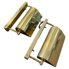 Two 1970s Mid-Century Modern Brass Italian Turnable Wall Sconces by Zero Quattro