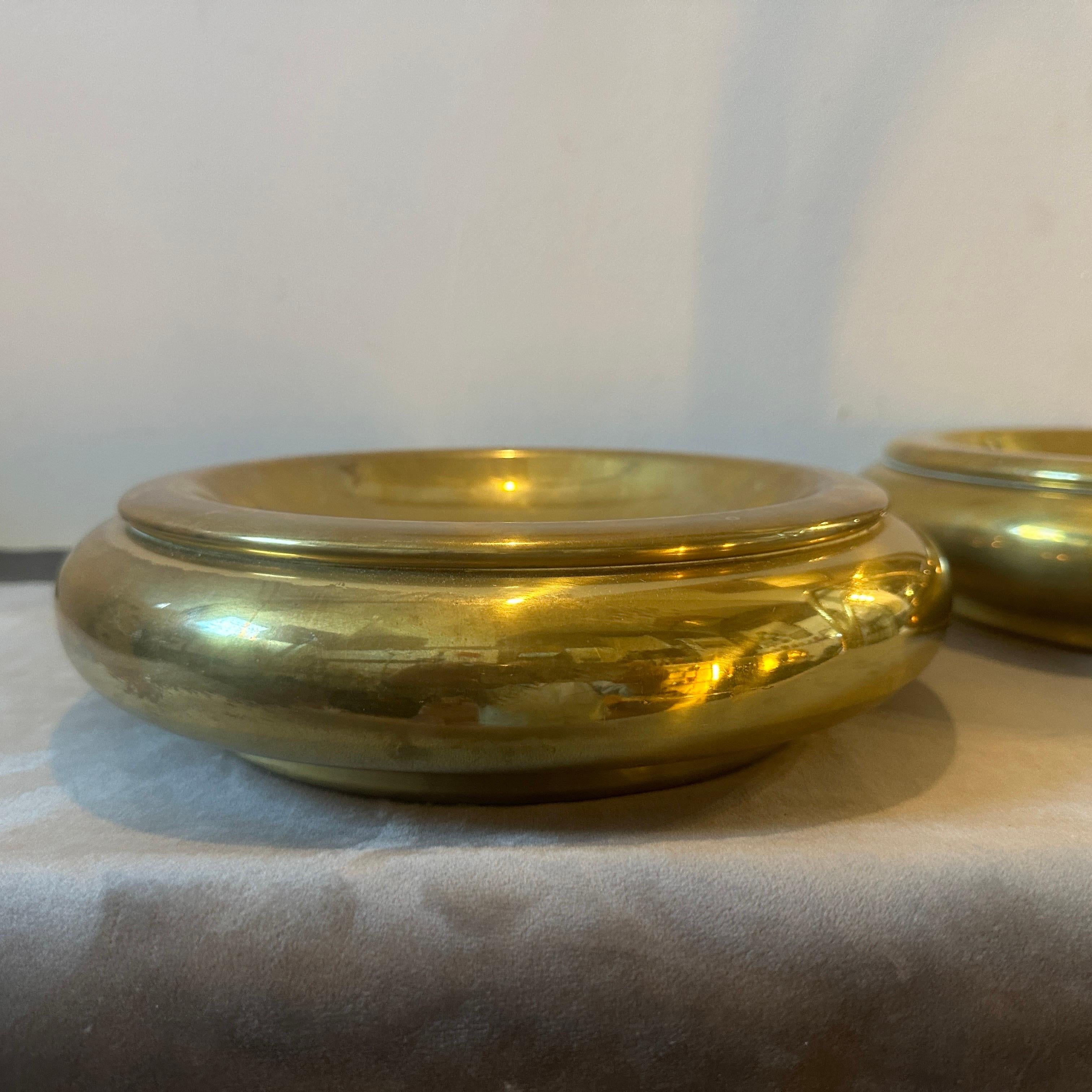 Mid-Century Modern Two 1970s Mid-century Modern Brass Round Italian Vide Poche by PAF studio Milano For Sale