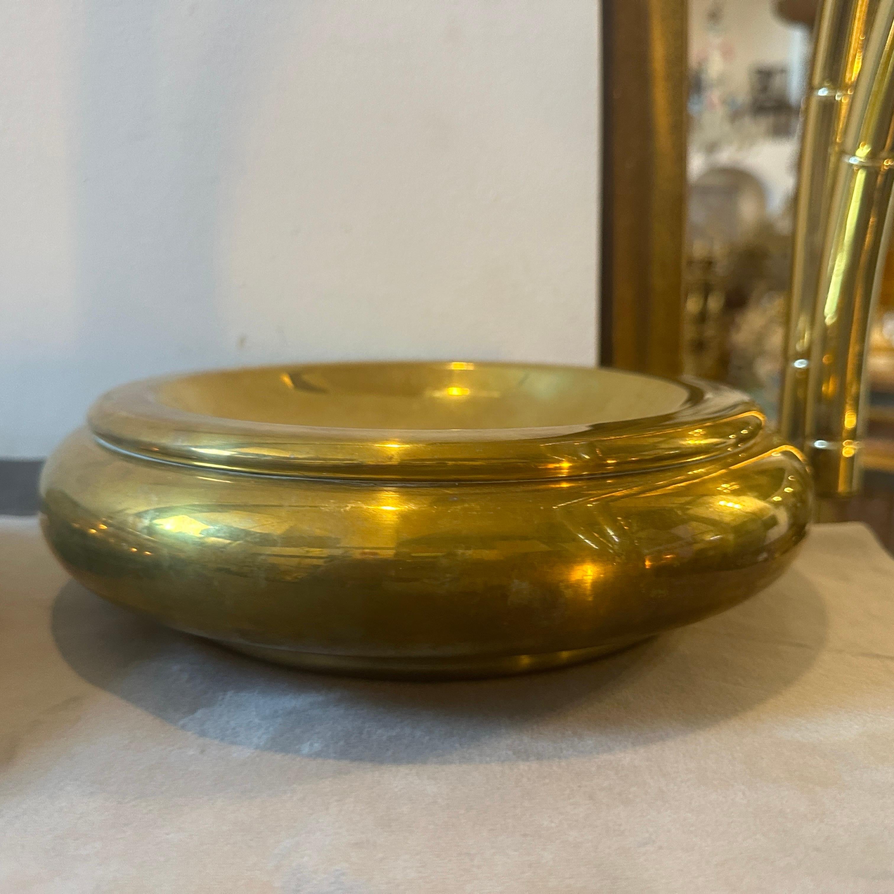 Two 1970s Mid-century Modern Brass Round Italian Vide Poche by PAF studio Milano In Good Condition For Sale In Aci Castello, IT