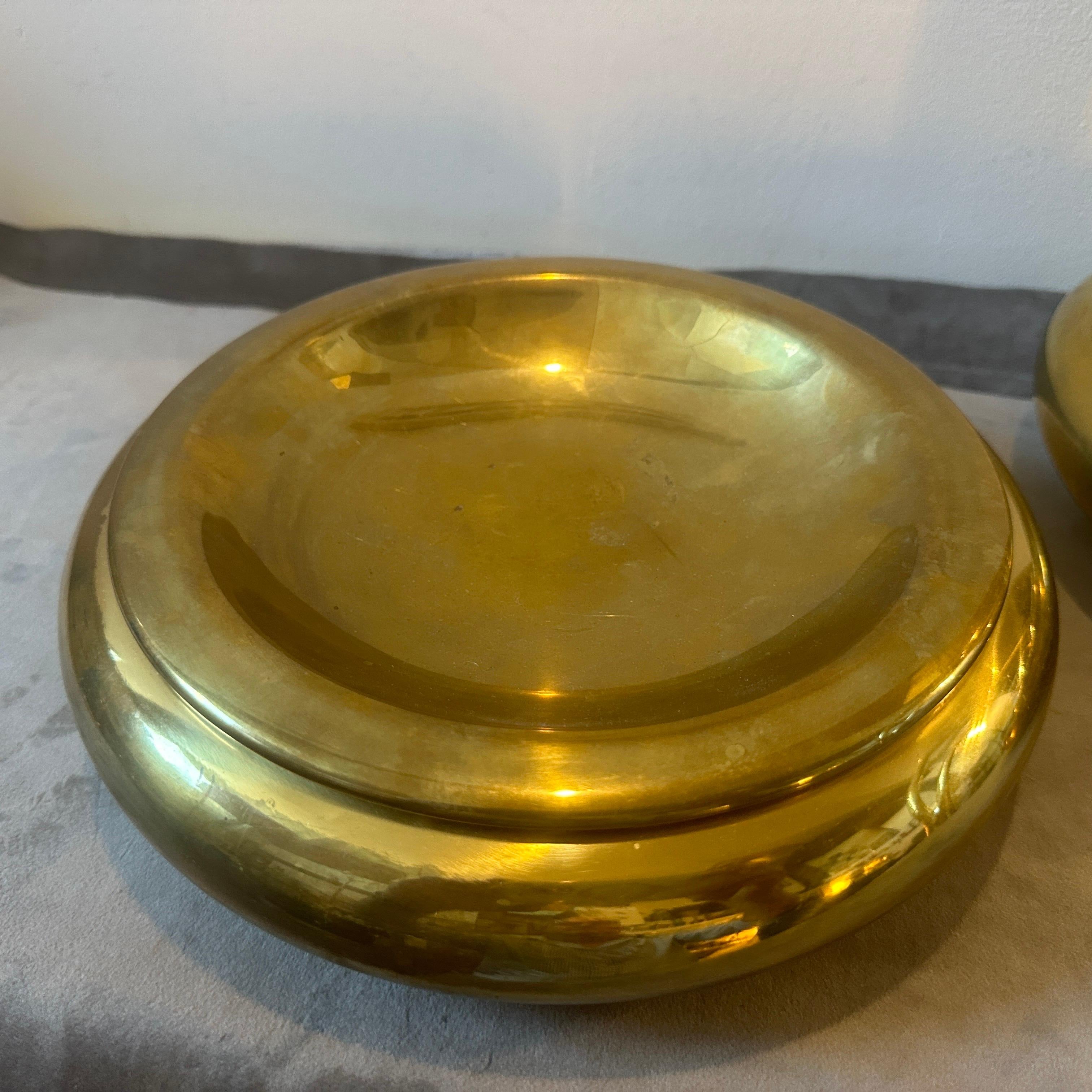 Two 1970s Mid-century Modern Brass Round Italian Vide Poche by PAF studio Milano For Sale 1