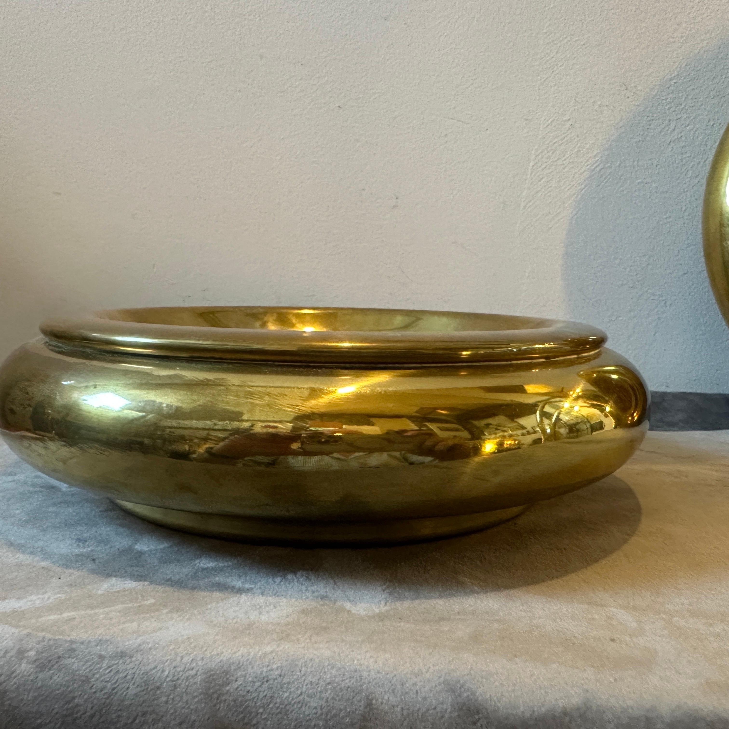 Two 1970s Mid-century Modern Brass Round Italian Vide Poche by PAF studio Milano For Sale 2