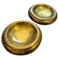 Two 1970s Mid-century Modern Brass Round Italian Vide Poche by PAF studio Milano