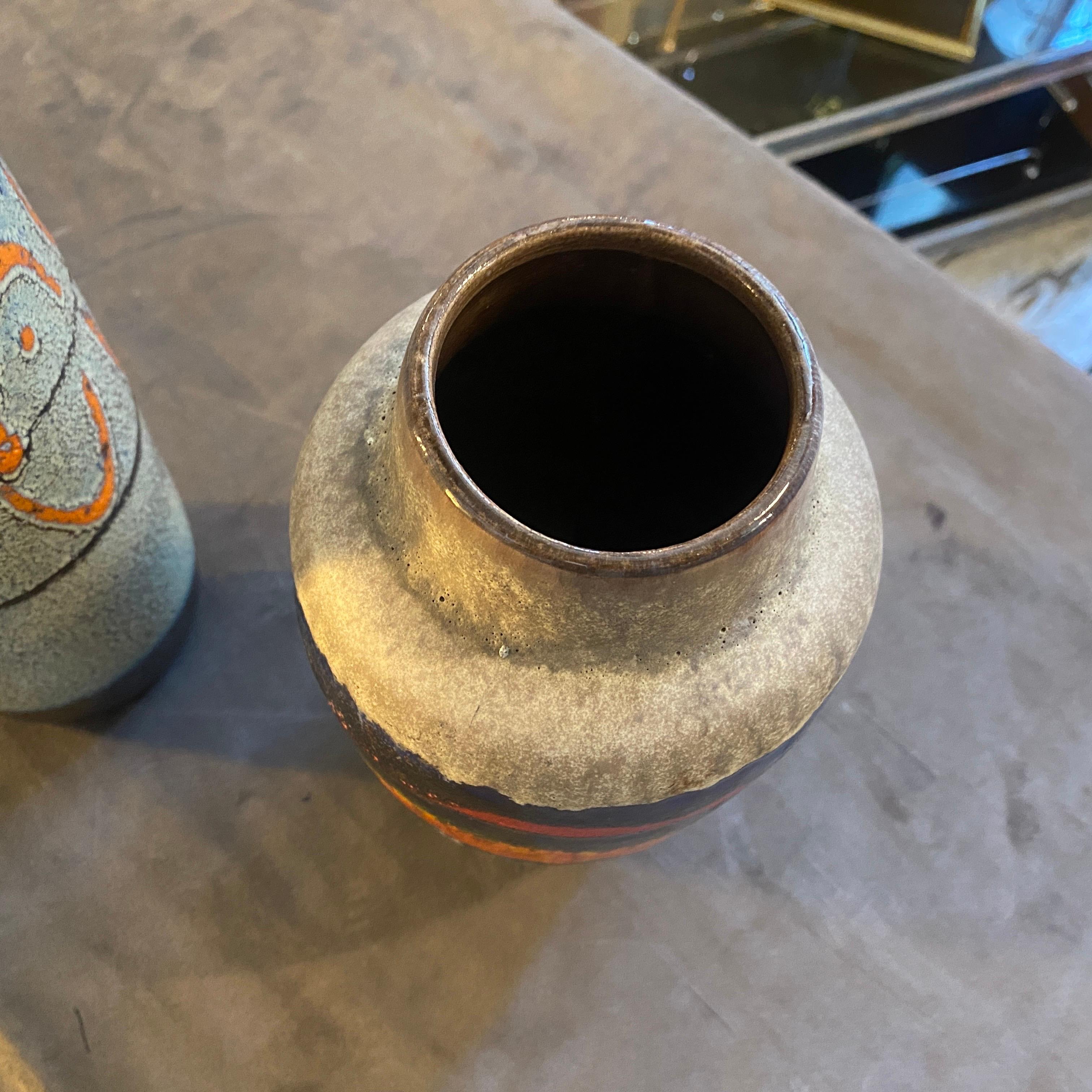 20th Century Two 1970s Mid-Century Modern Fat Lava Ceramic German Vases by Scheurich For Sale