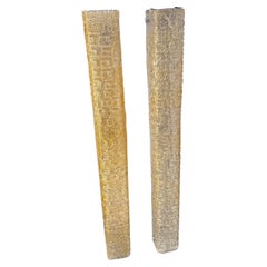 Two 1970s Mid-Century Modern Gold Murano Glass and Metal Huge Wall Sconces Two 1970s Mid-Century Modern Gold Murano Glass and Metal Huge Wall Sconces