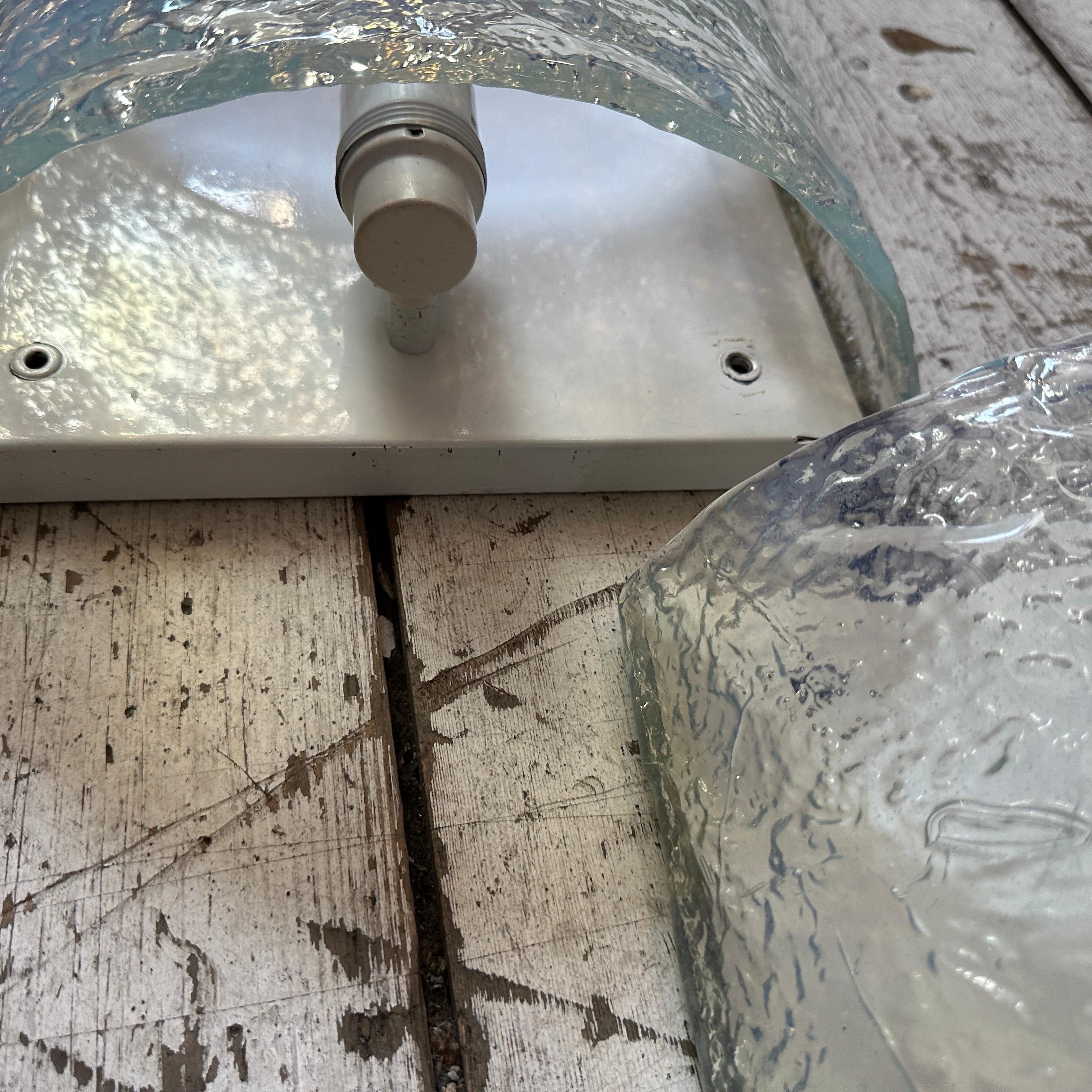 Two 1970s Mid-Century Modern Opalescent Murano Glass Wall Sconces by Mazzega For Sale 4
