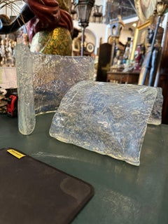 Two 1970s Mid-Century Modern Opalescent Murano Glass Wall Sconces by Mazzega