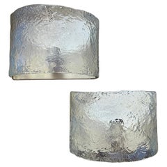 Vintage Two 1970s Mid-Century Modern Opalescent Murano Glass Wall Sconces by Mazzega