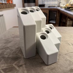 Two 1970s Modern White Ceramic Design Vases by Enzo Bicchioli for Il Picchio