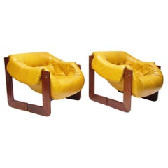 Two 1970s "MP-97" Lounge Chairs in Butterscotch Leather by Percival Lafer