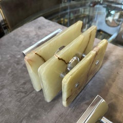 Two 1970s Space Age Green and Brown Onyx Marble Italian Rectangular Wall Sconces