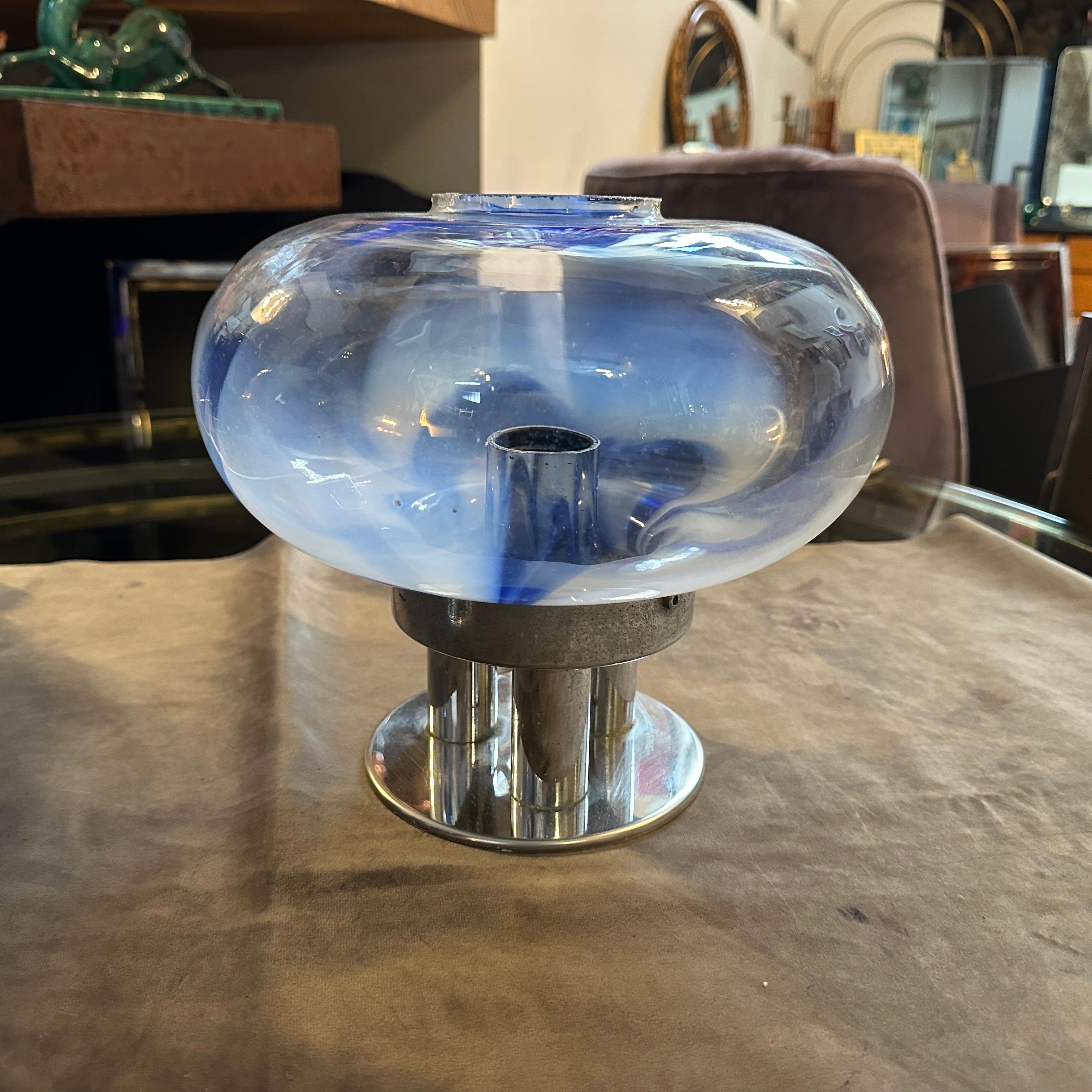 Zwei Tischlampen aus Murano-Glas und Stahl aus dem Space Age der 1970er Jahre von Mazzega im Angebot 8