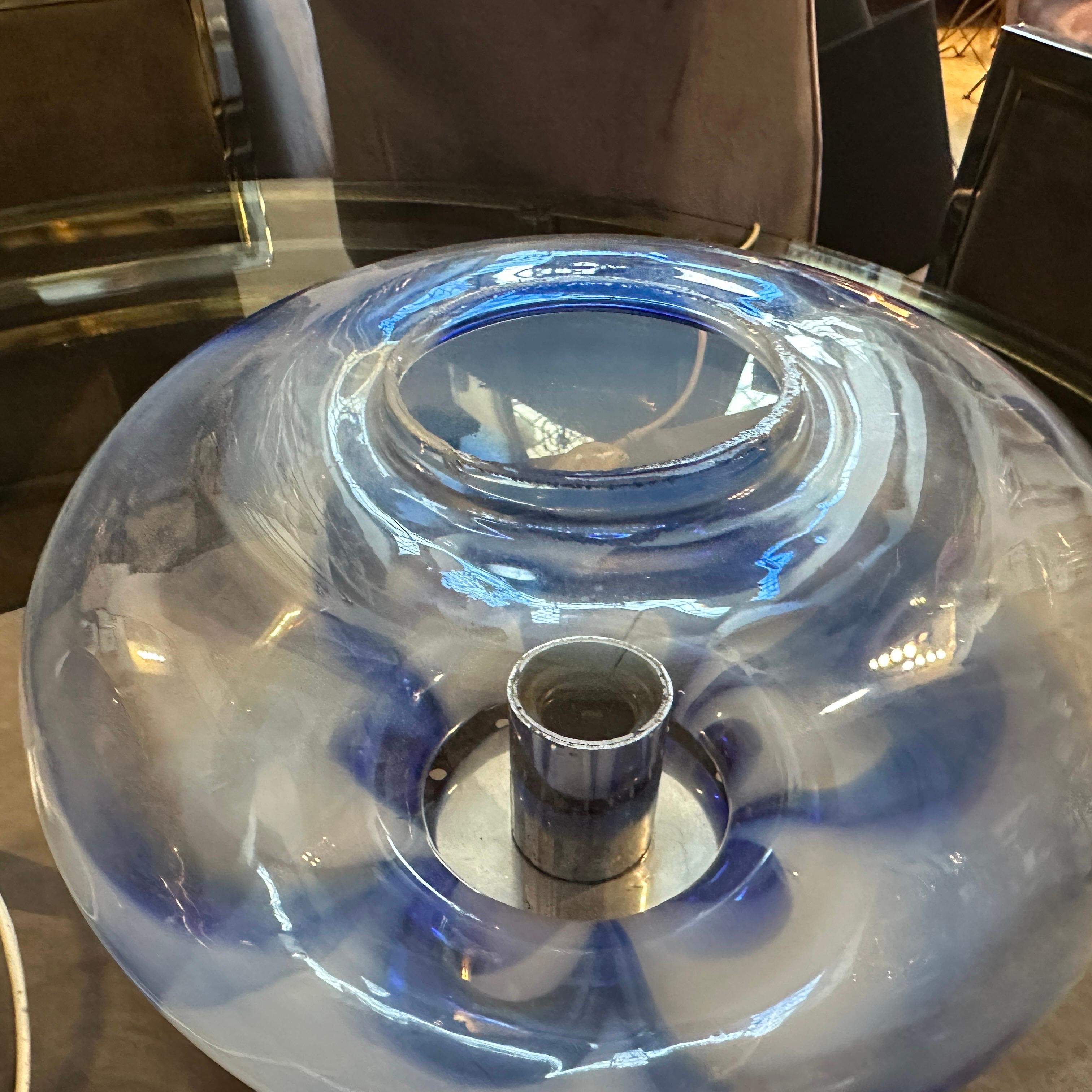 Zwei Tischlampen aus Murano-Glas und Stahl aus dem Space Age der 1970er Jahre von Mazzega (Italienisch) im Angebot