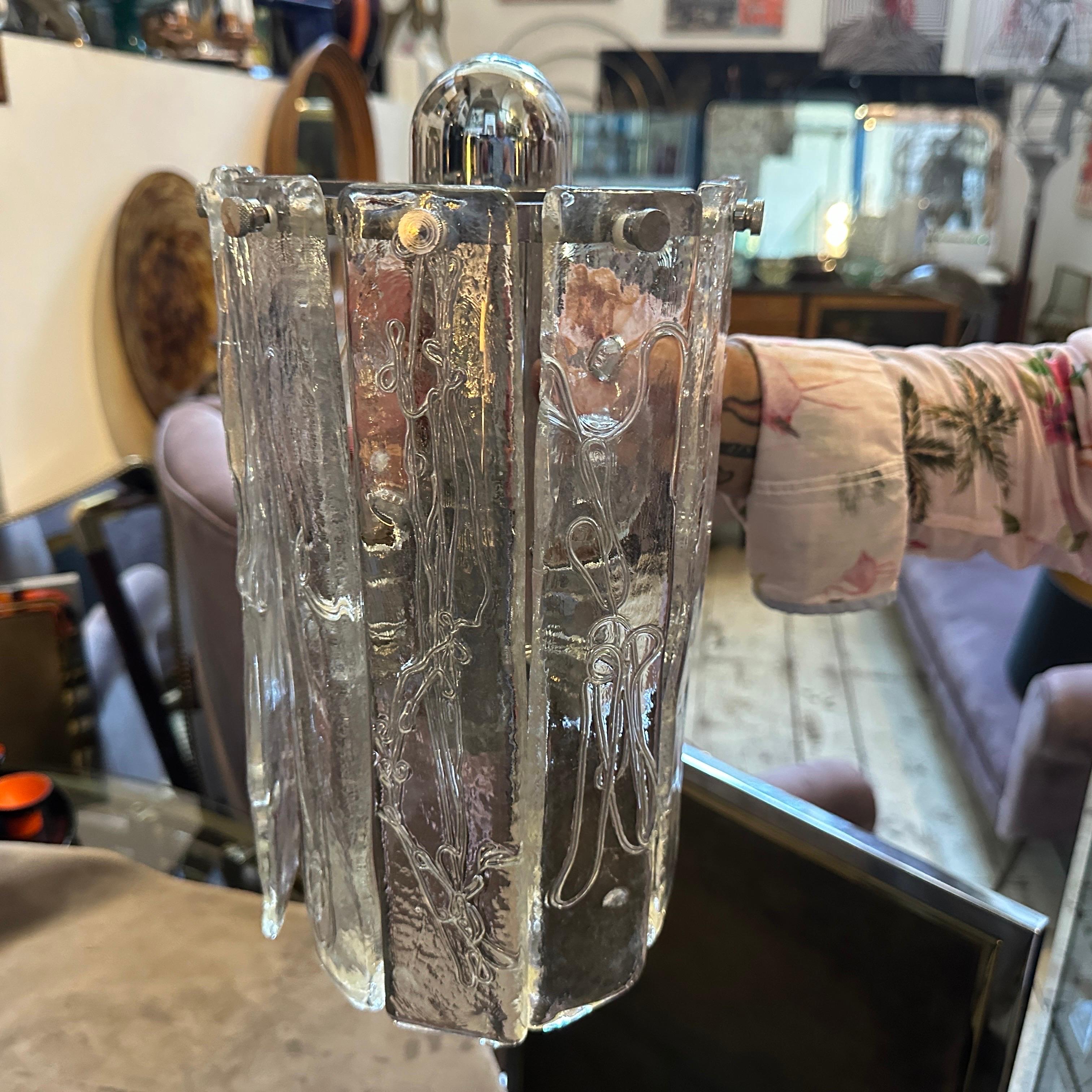 Dos apliques de acero y cristal de Murano de la Space Age de los años 70 de La Murrina en venta 3