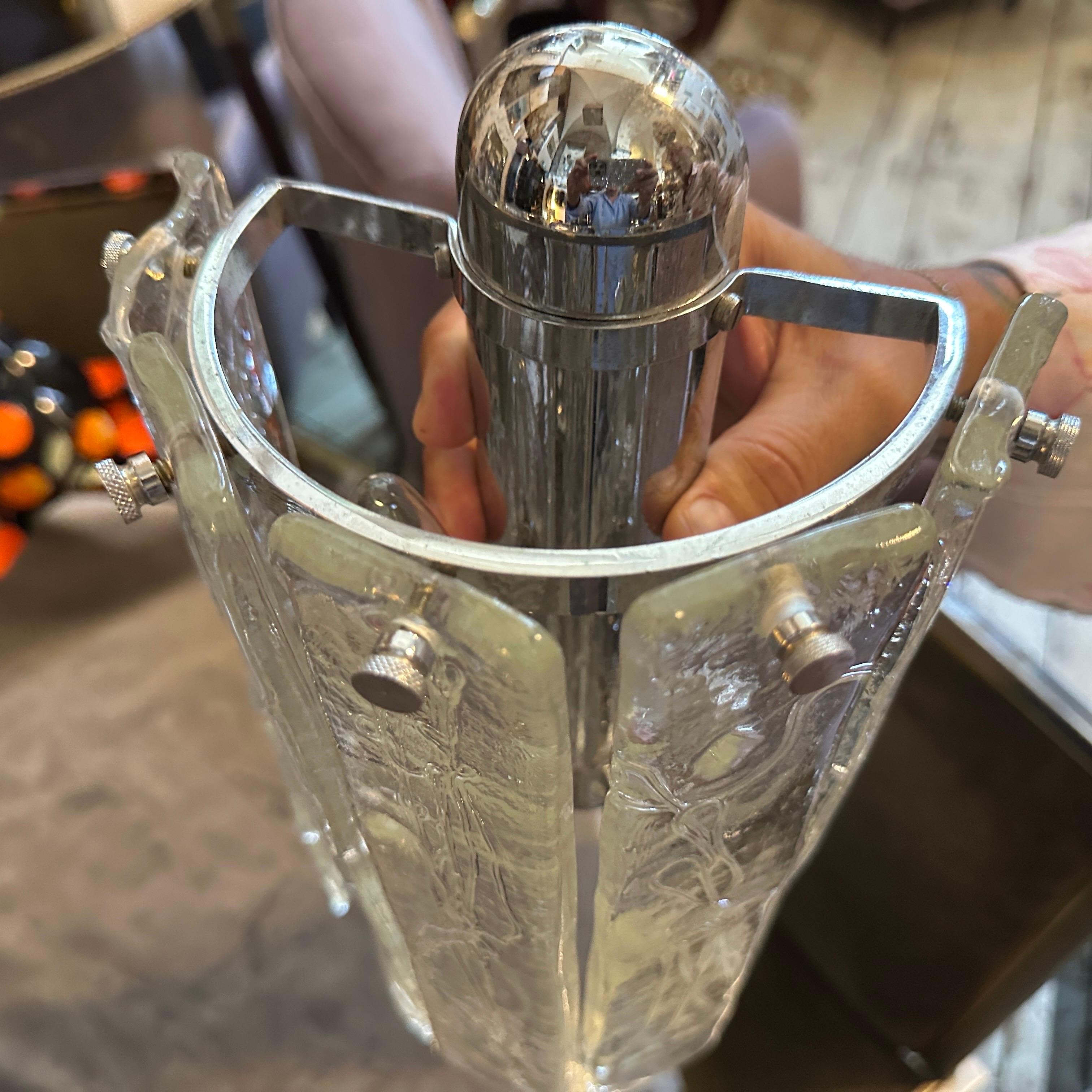 Dos apliques de acero y cristal de Murano de la Space Age de los años 70 de La Murrina en venta 4