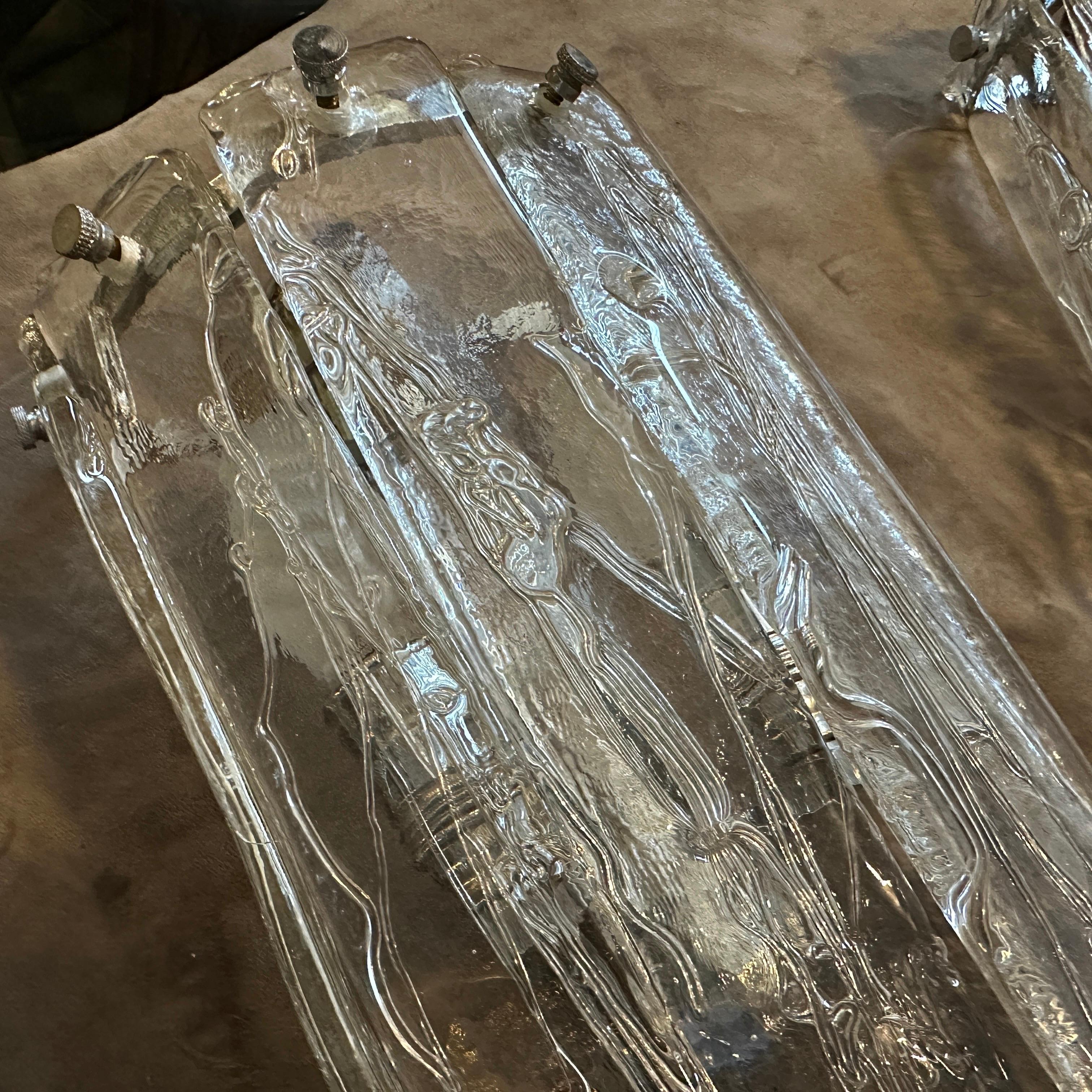 Dos apliques de acero y cristal de Murano de la Space Age de los años 70 de La Murrina en venta 7