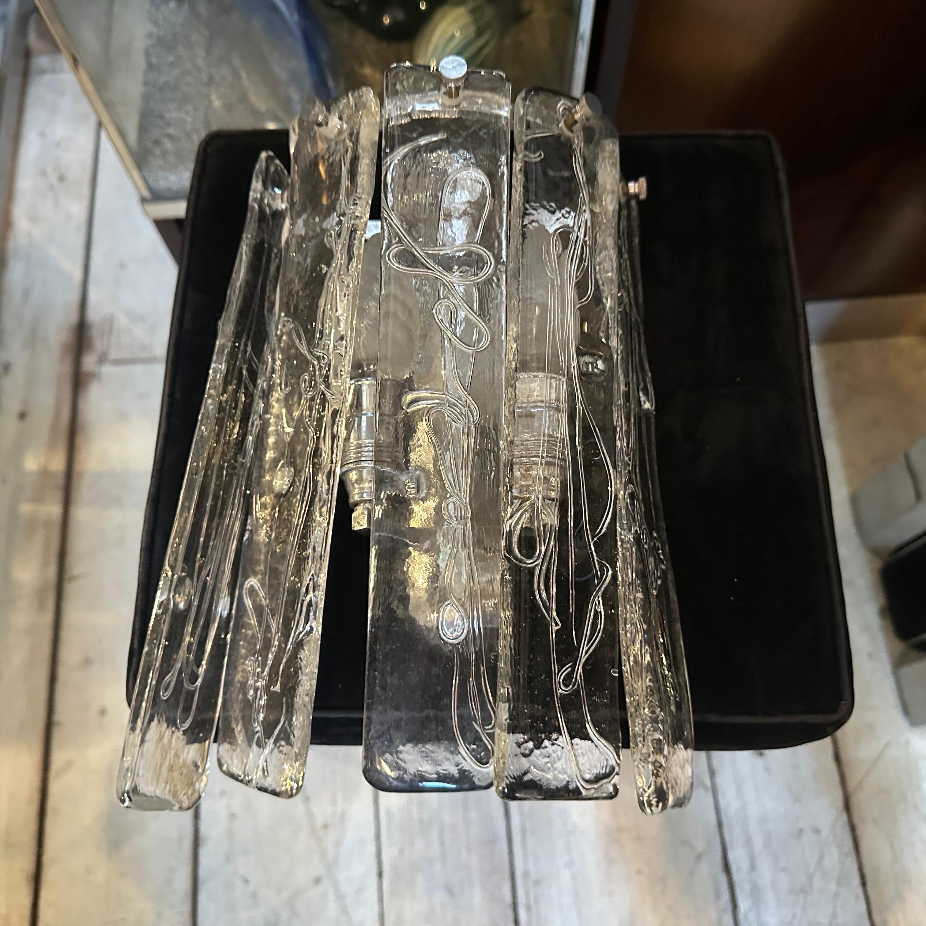 Dos apliques de acero y cristal de Murano de la Space Age de los años 70 de La Murrina en venta 8