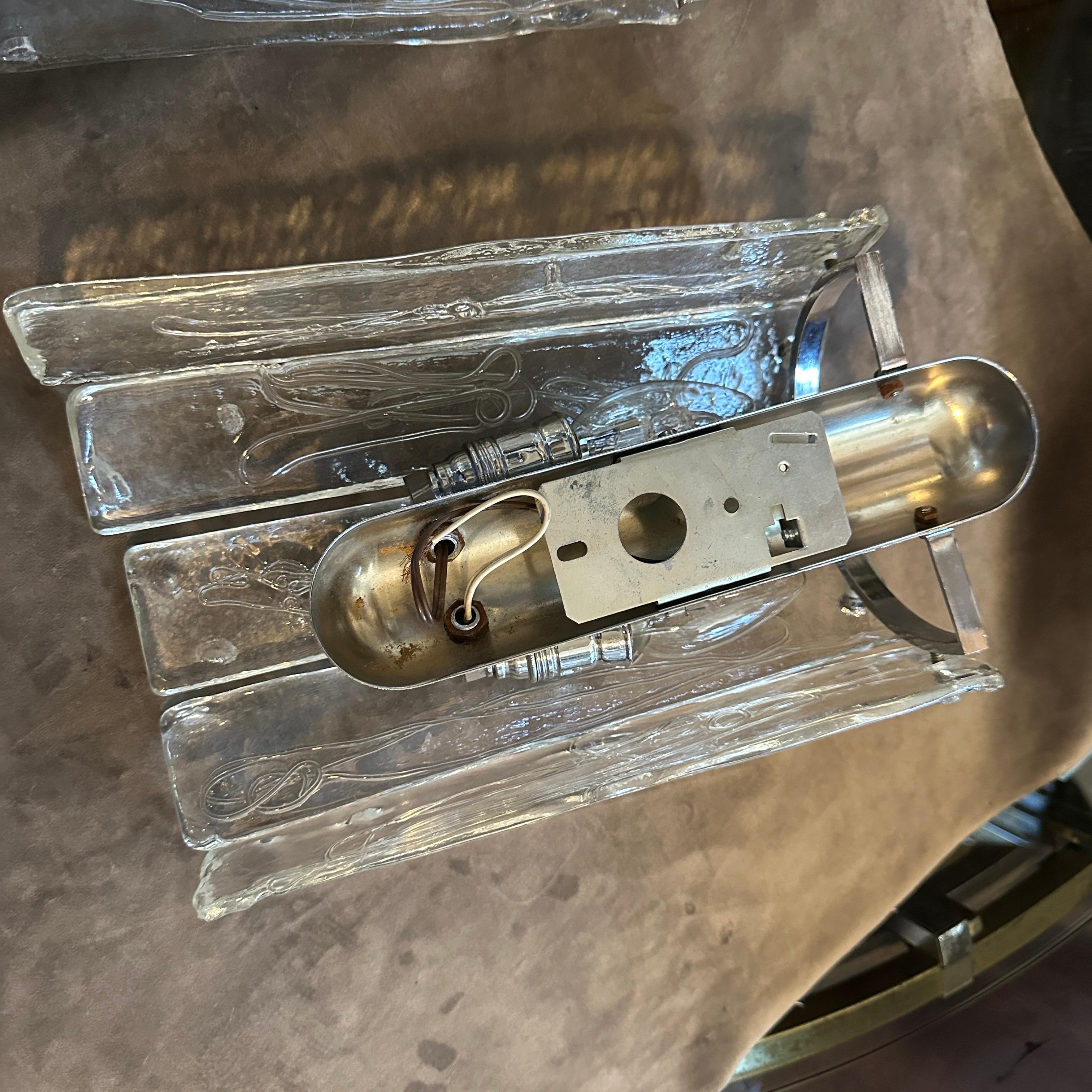 Dos apliques de acero y cristal de Murano de la Space Age de los años 70 de La Murrina en venta 10