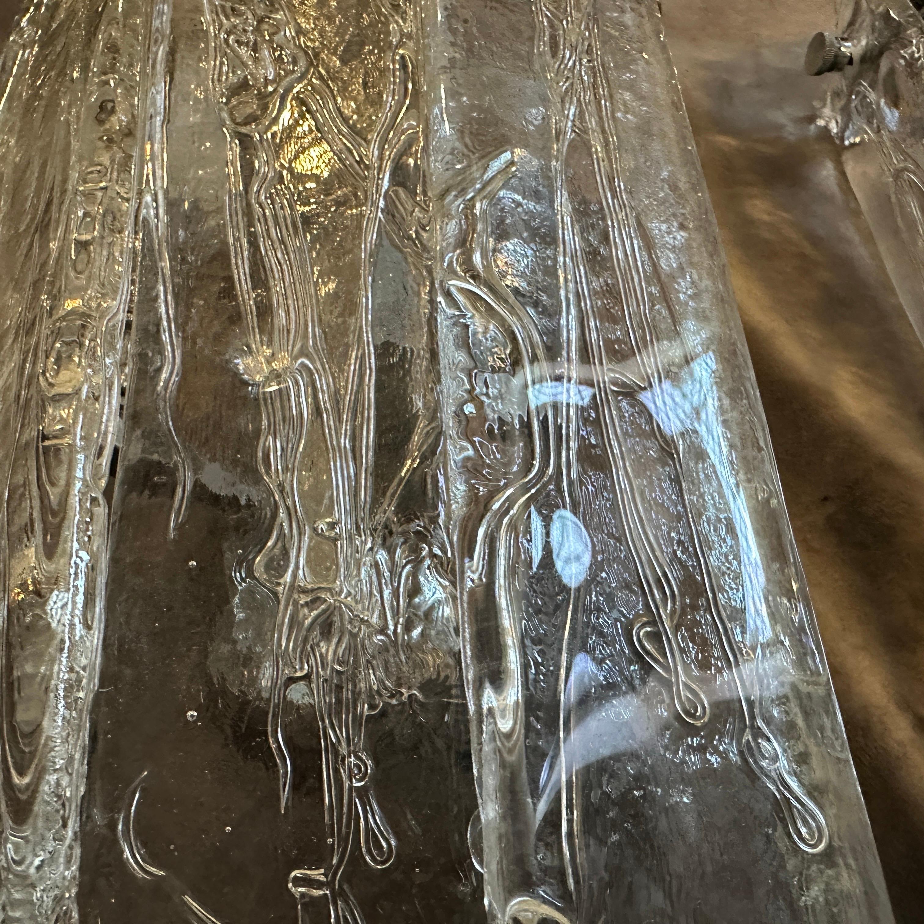 Dos apliques de acero y cristal de Murano de la Space Age de los años 70 de La Murrina en Excelente estado para la venta en Aci Castello, IT