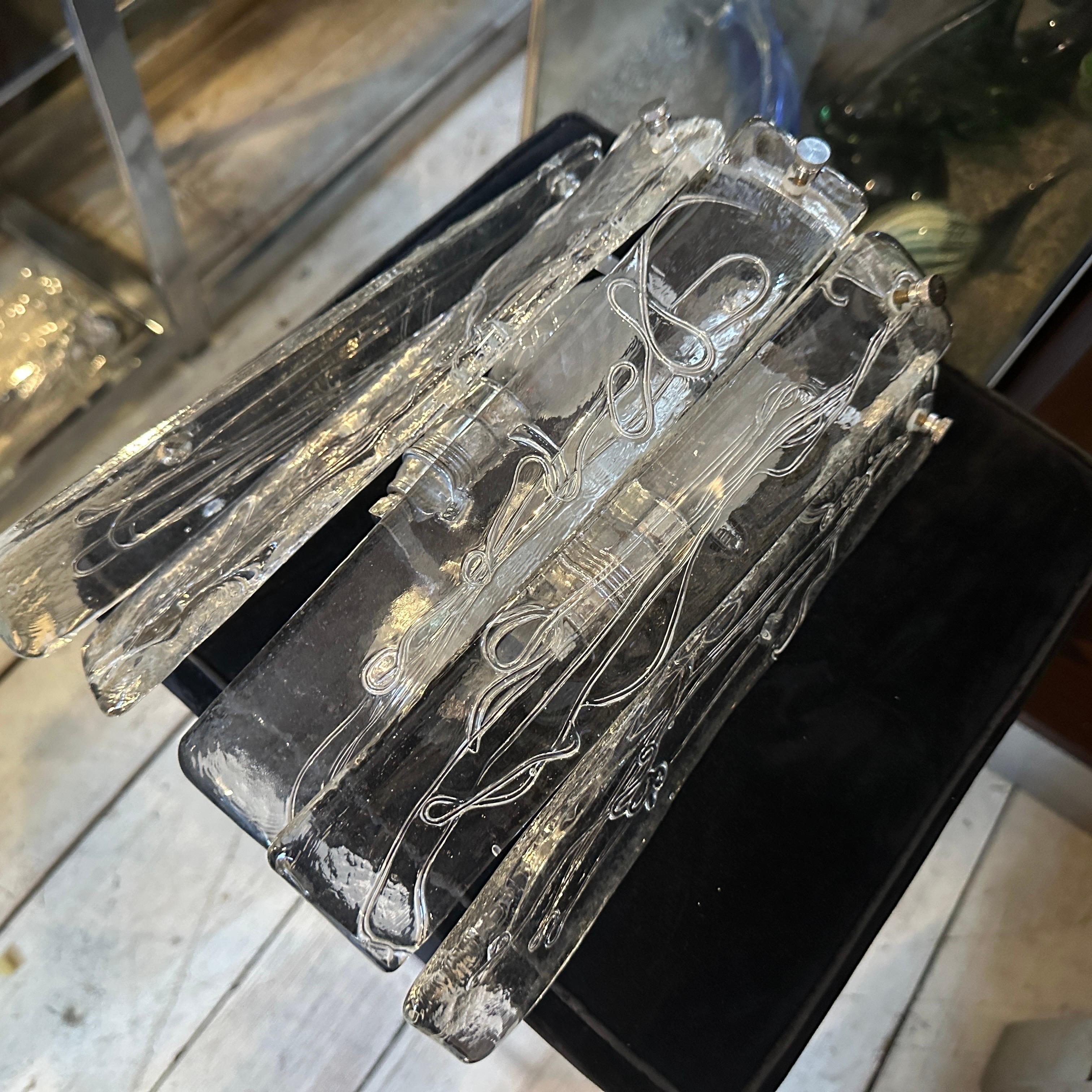 Dos apliques de acero y cristal de Murano de la Space Age de los años 70 de La Murrina en venta 2