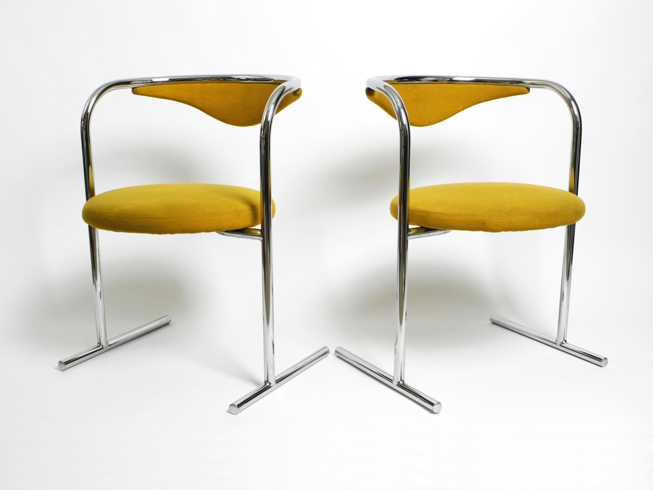 Two 1970s tubular steel upholstered chairs by Hanno von Gustedt for Thonet For Sale 6
