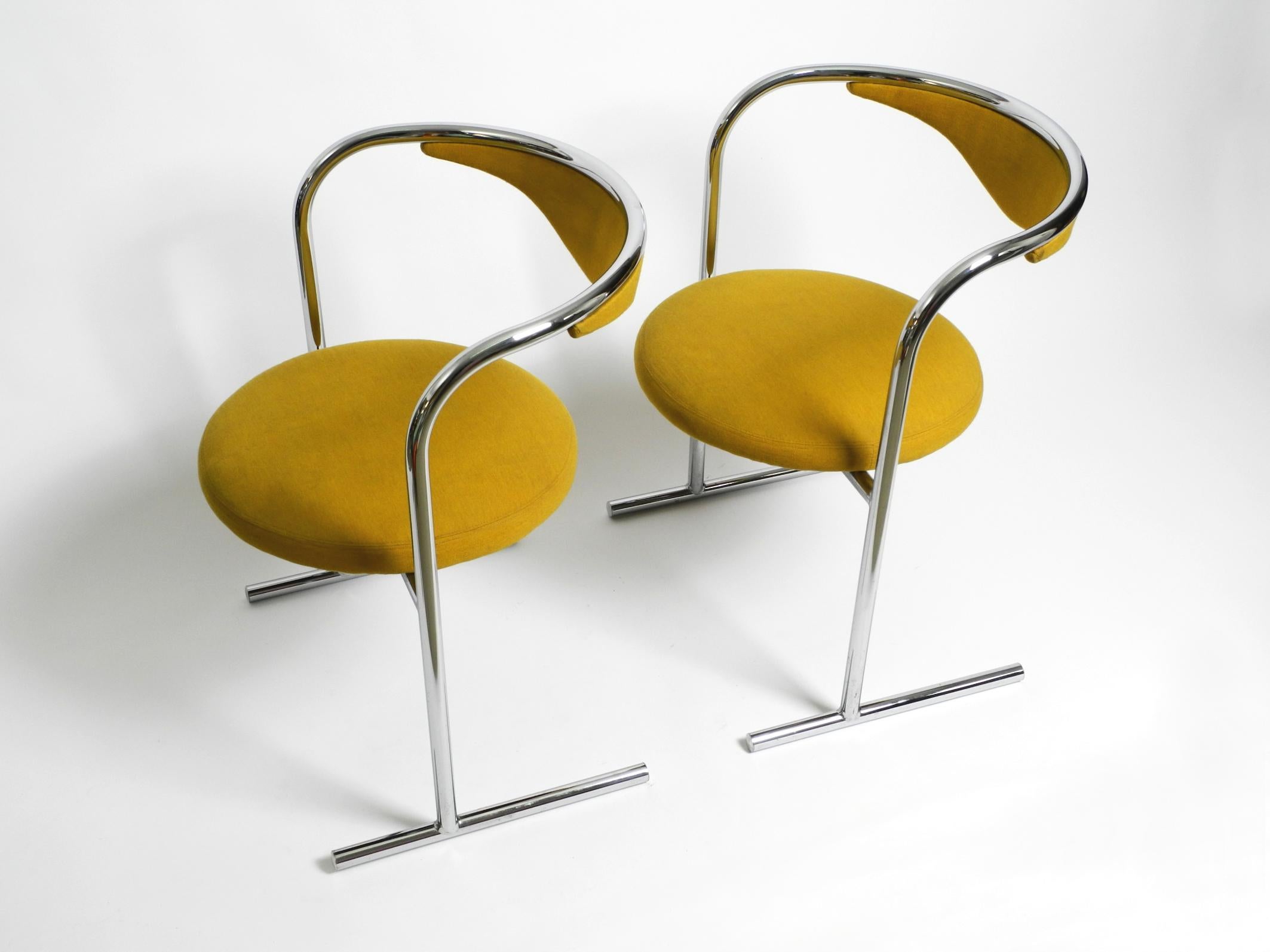 Two 1970s tubular steel upholstered chairs by Hanno von Gustedt for Thonet For Sale 7