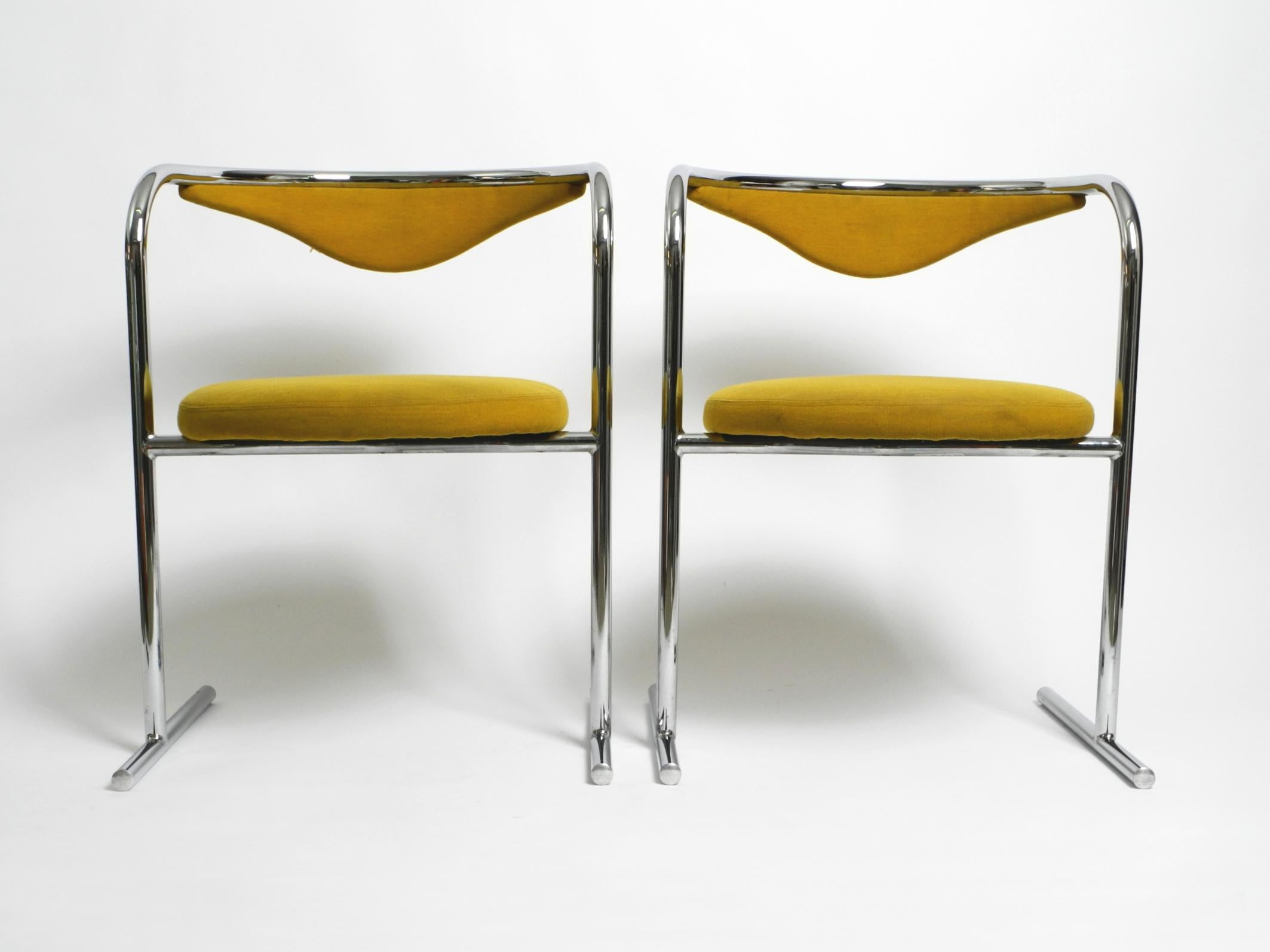 Space Age Two 1970s tubular steel upholstered chairs by Hanno von Gustedt for Thonet For Sale