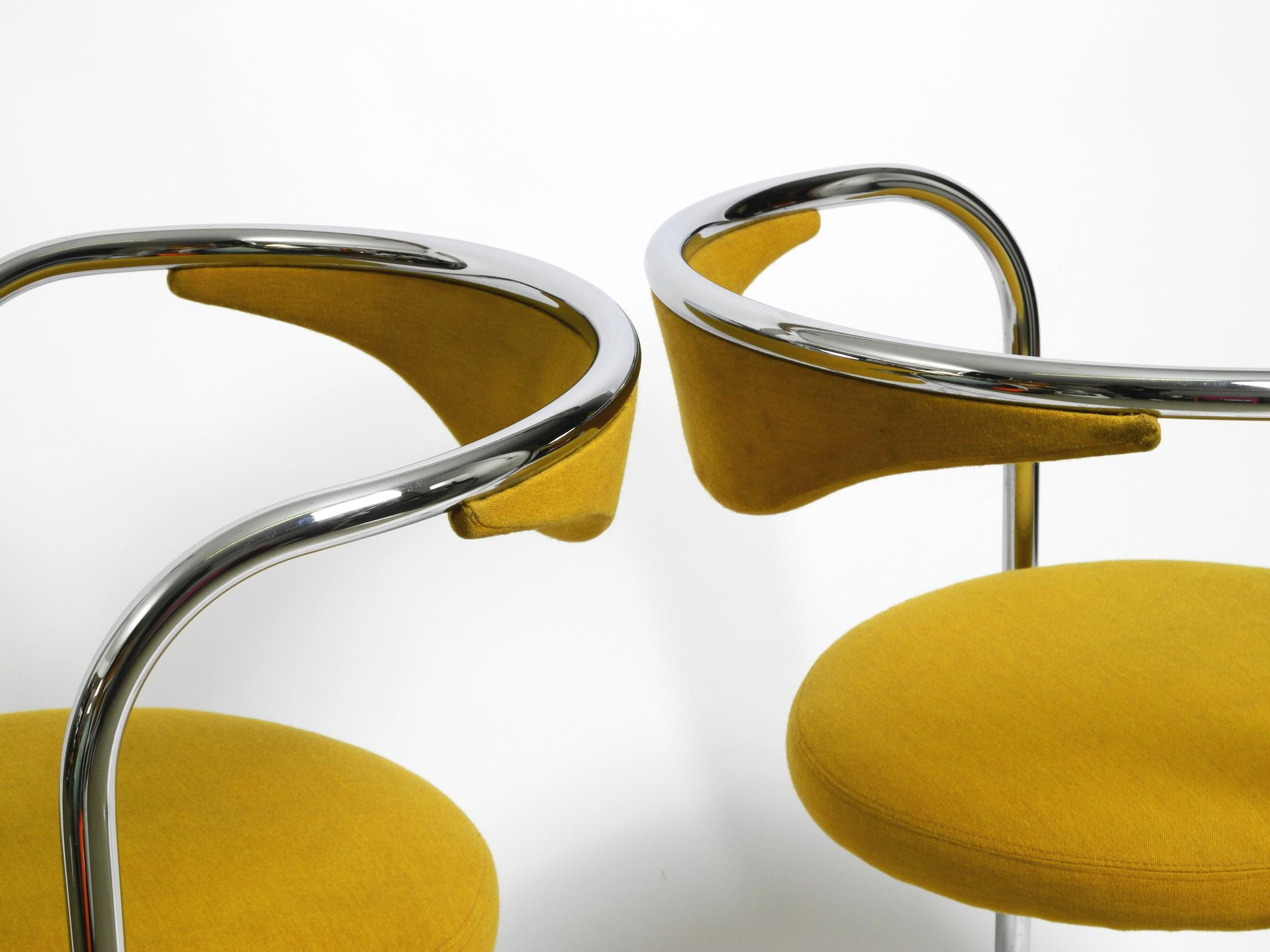 Metal Two 1970s tubular steel upholstered chairs by Hanno von Gustedt for Thonet For Sale