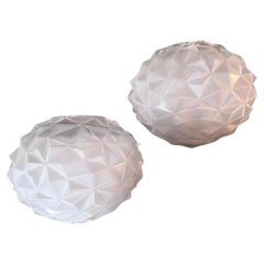 Two 1980s Art Deco Style Chromed Metal and Murano Glass Italian Wall Sconces