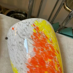 Two 1980s Barovier Orange Yellow and White Murano glass Oval Wall Sconces