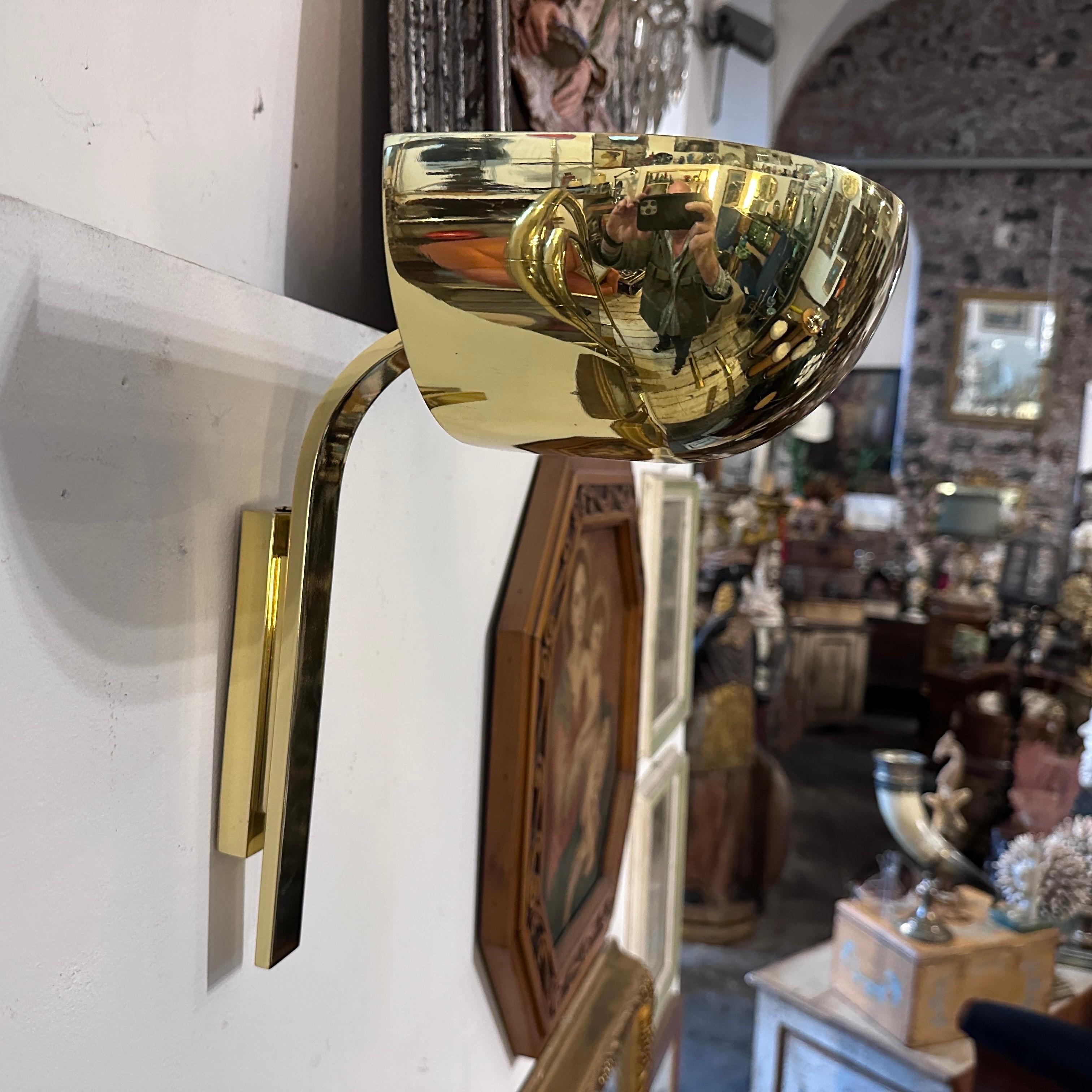 Two 1980s Elegant Mid-Century Modern Brass Italian Wall Sconces by Lumi Milano For Sale 6