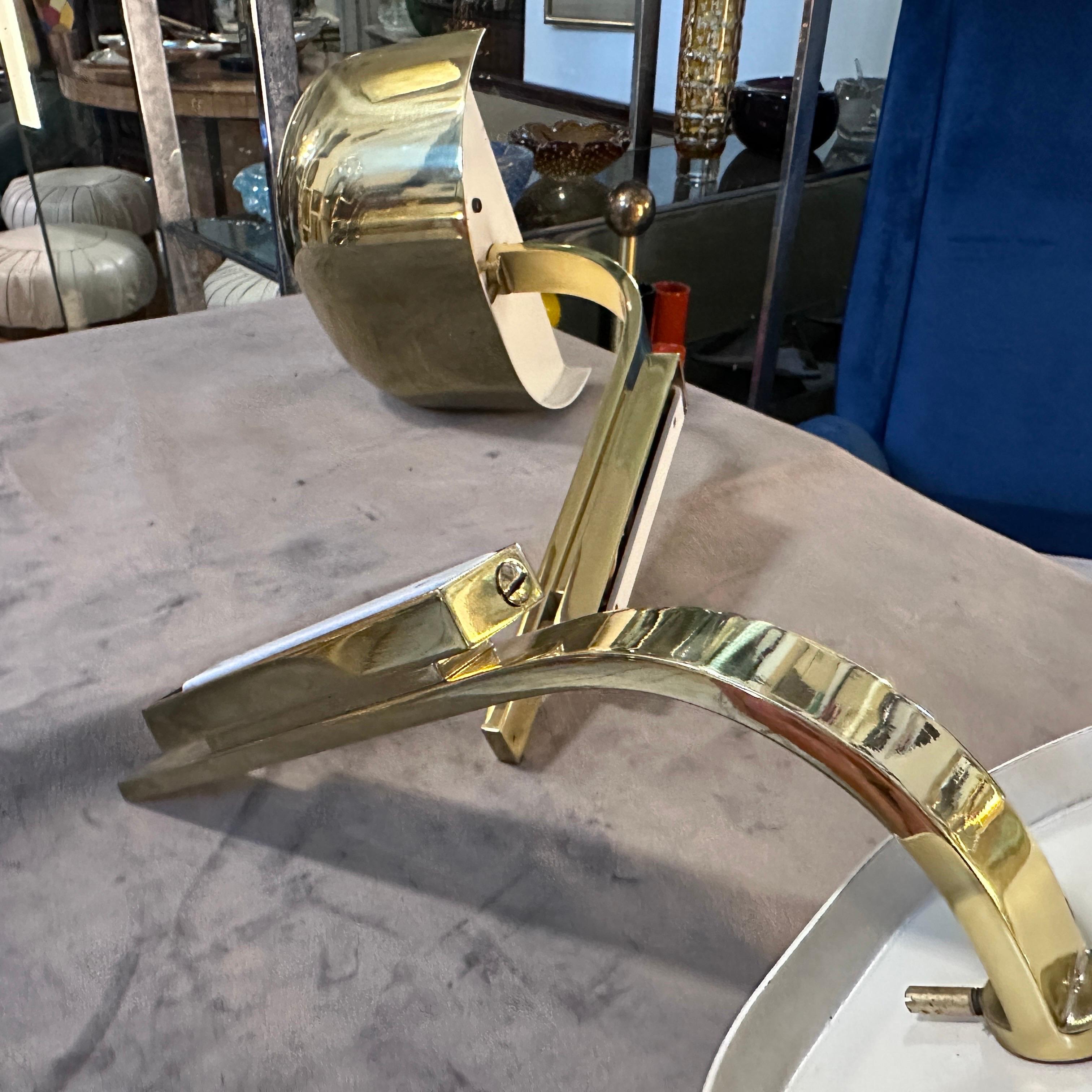 Two 1980s Elegant Mid-Century Modern Brass Italian Wall Sconces by Lumi Milano For Sale 1