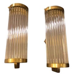 Two 1980s Gaetano Sciolari Style Mid-Century Modern Italian Theater Wall Sconces